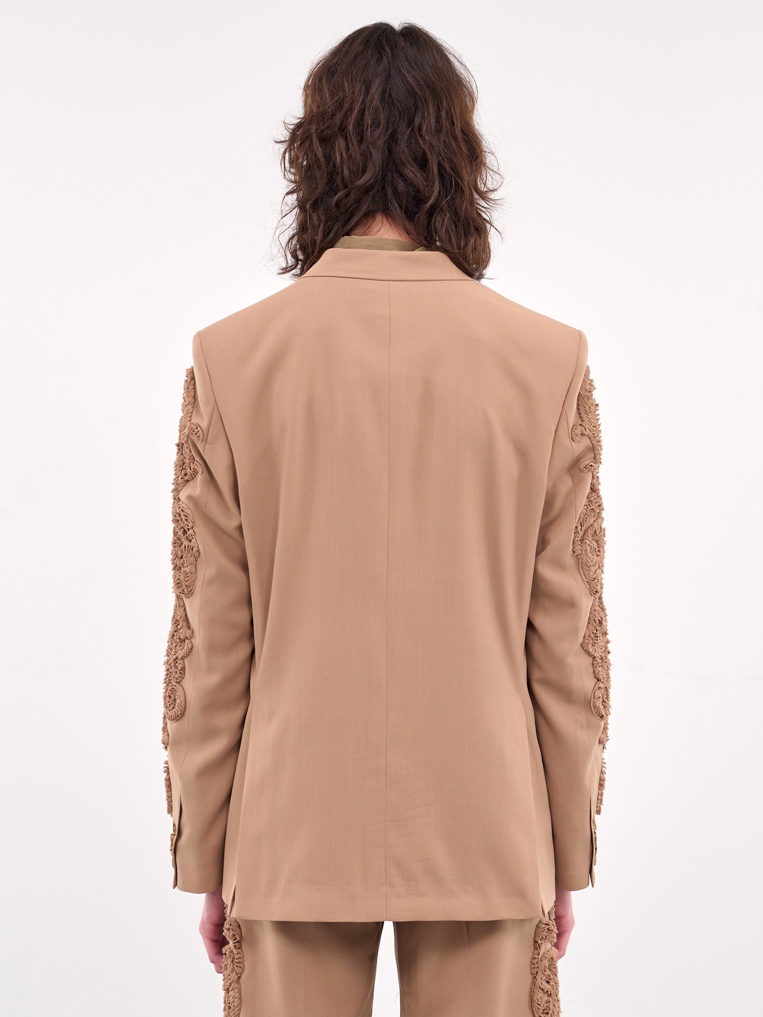 Appliqué Double-Breasted Blazer (JK018-BEIGE)