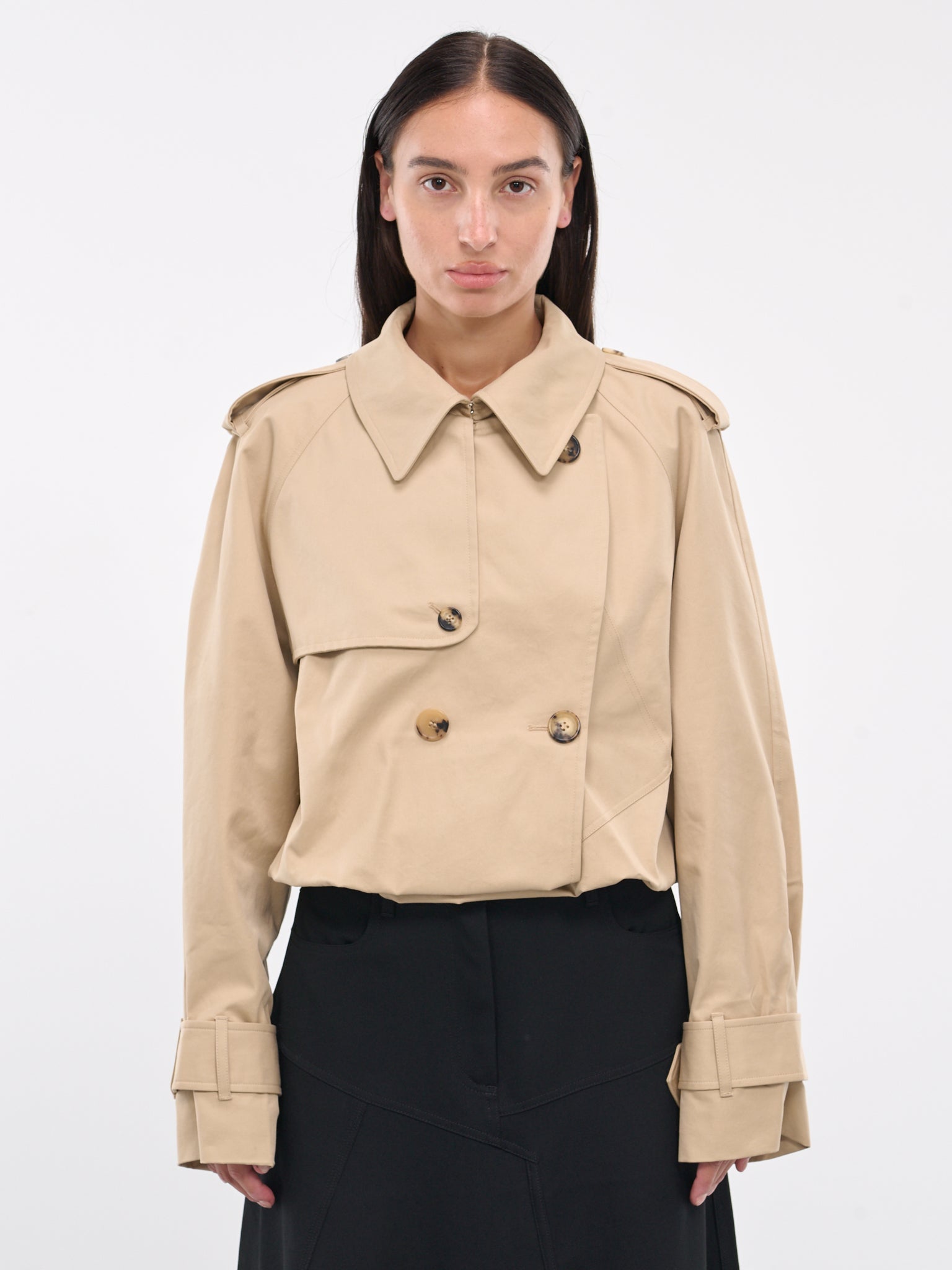 Cropped Trench Coat Jacket (JK0341-PG1651-LIGHT-BEIGE)