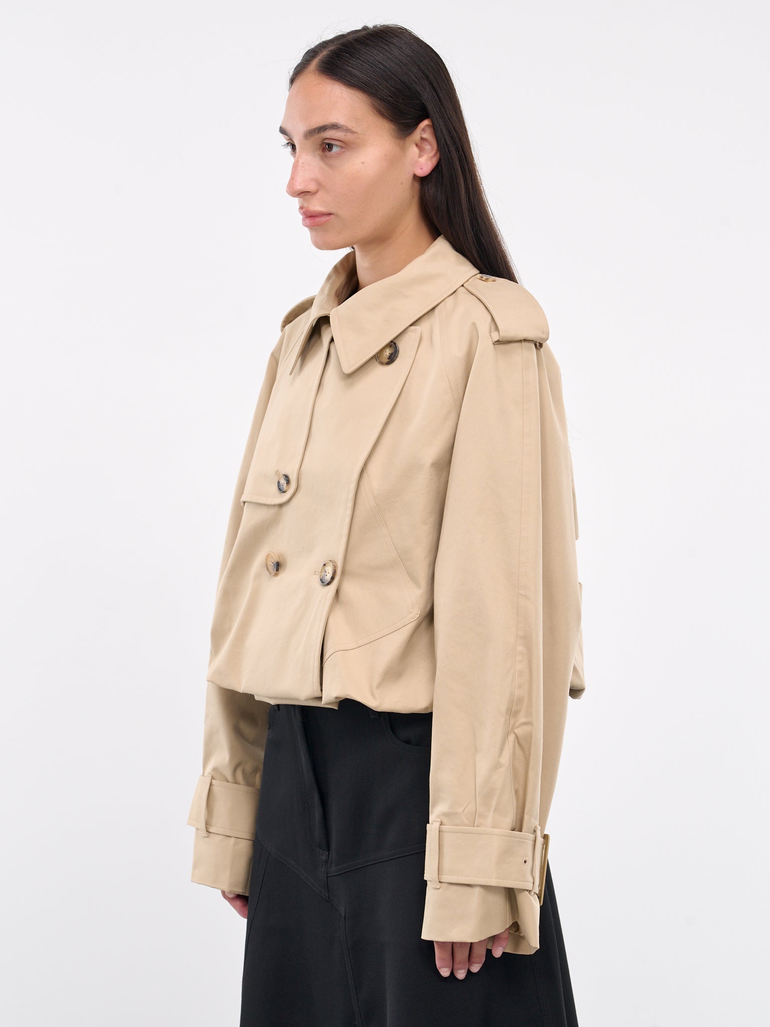 Cropped Trench Coat Jacket (JK0341-PG1651-LIGHT-BEIGE)