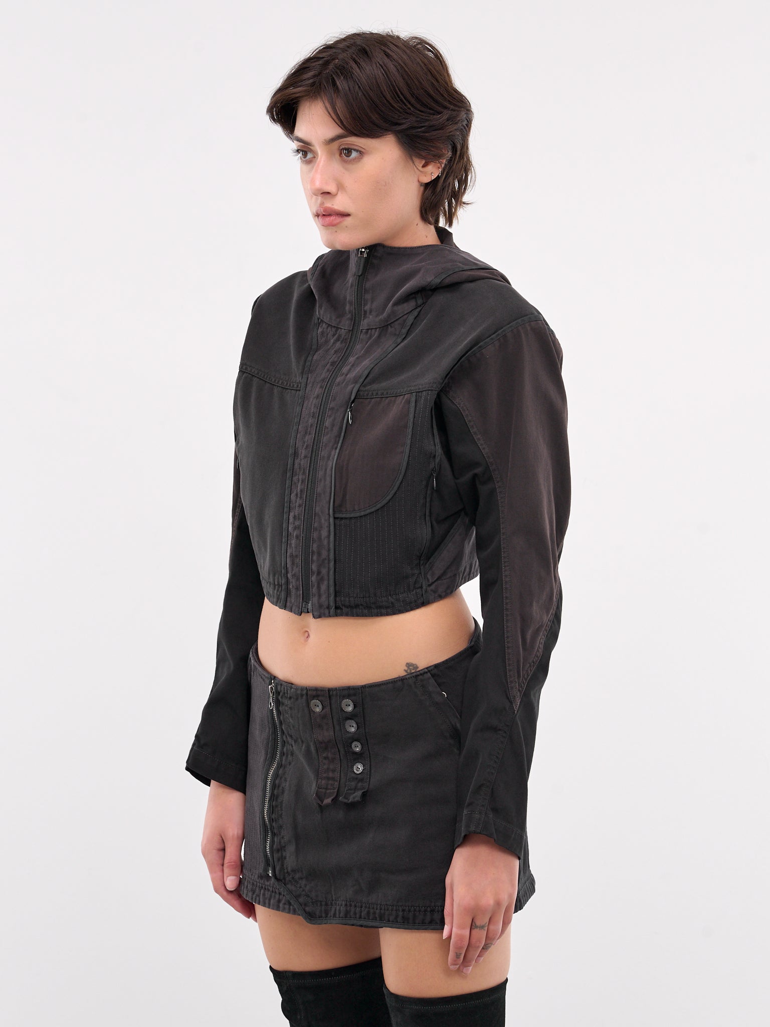 Patchwork Crop Jacket (JK13ST-STONE)