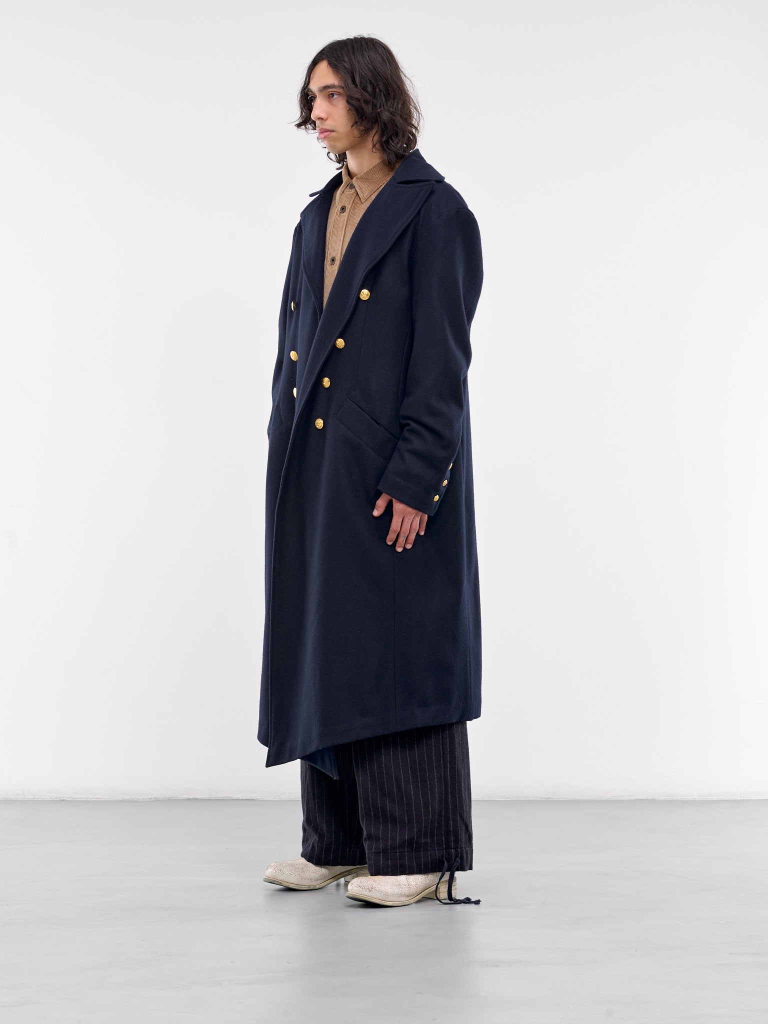 Button Spine Wool Coat (JM022-NAVY)