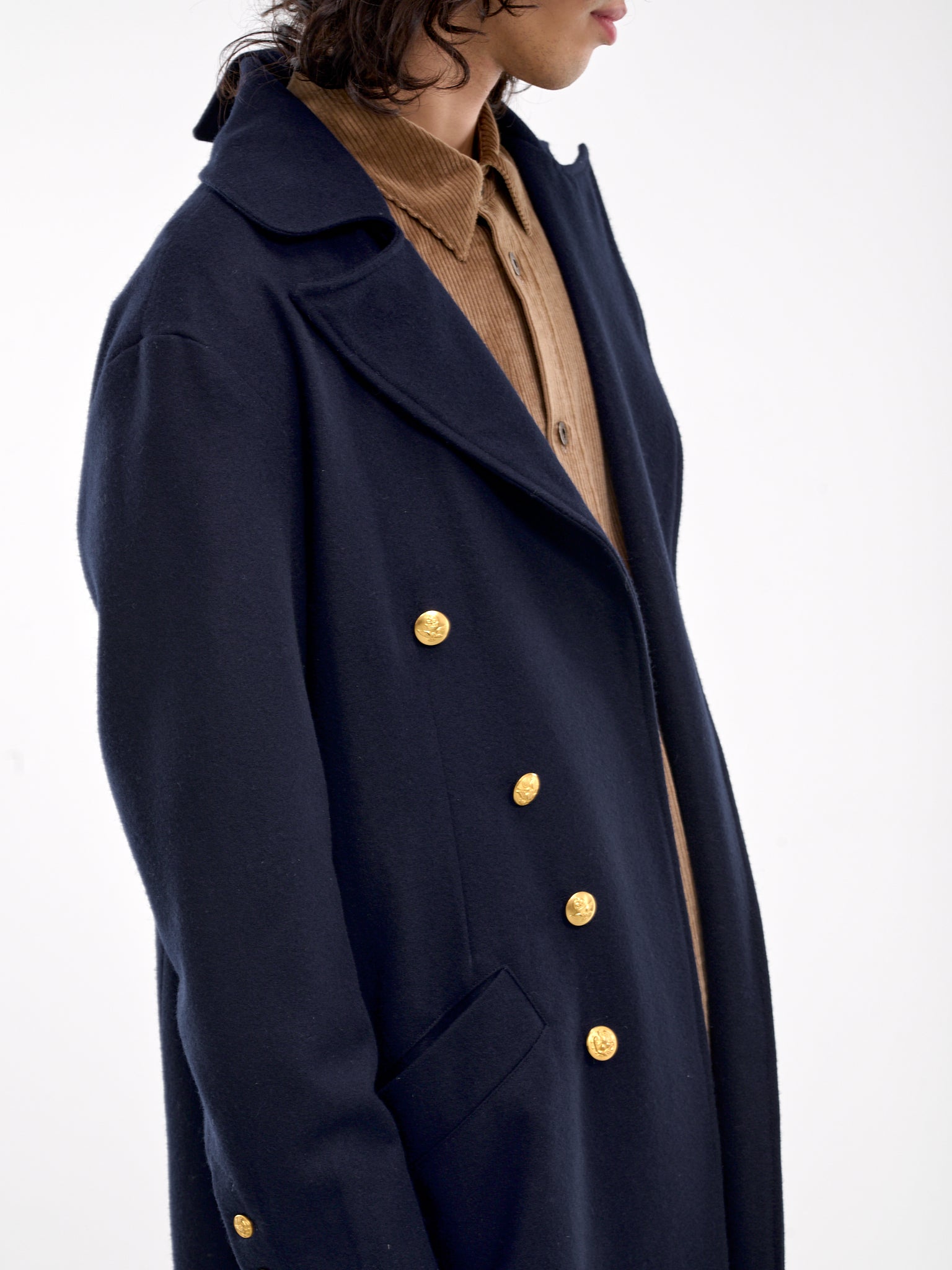 Button Spine Wool Coat (JM022-NAVY)