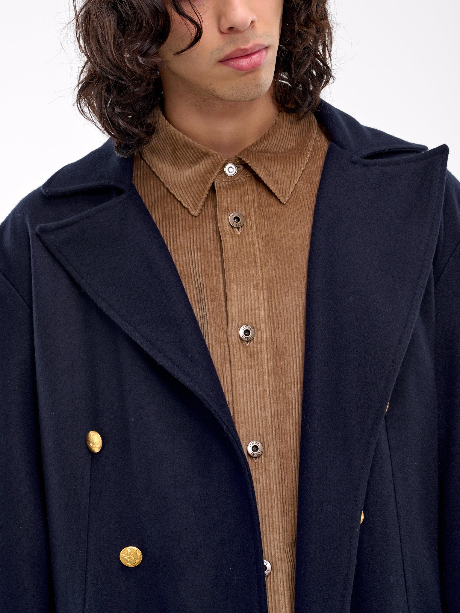 Button Spine Wool Coat (JM022-NAVY)