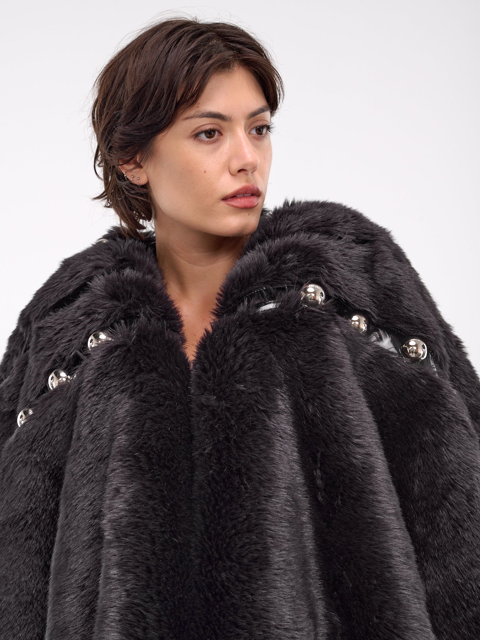 Faux Fur Beaded Cape (JN-J012-051-BLACK)