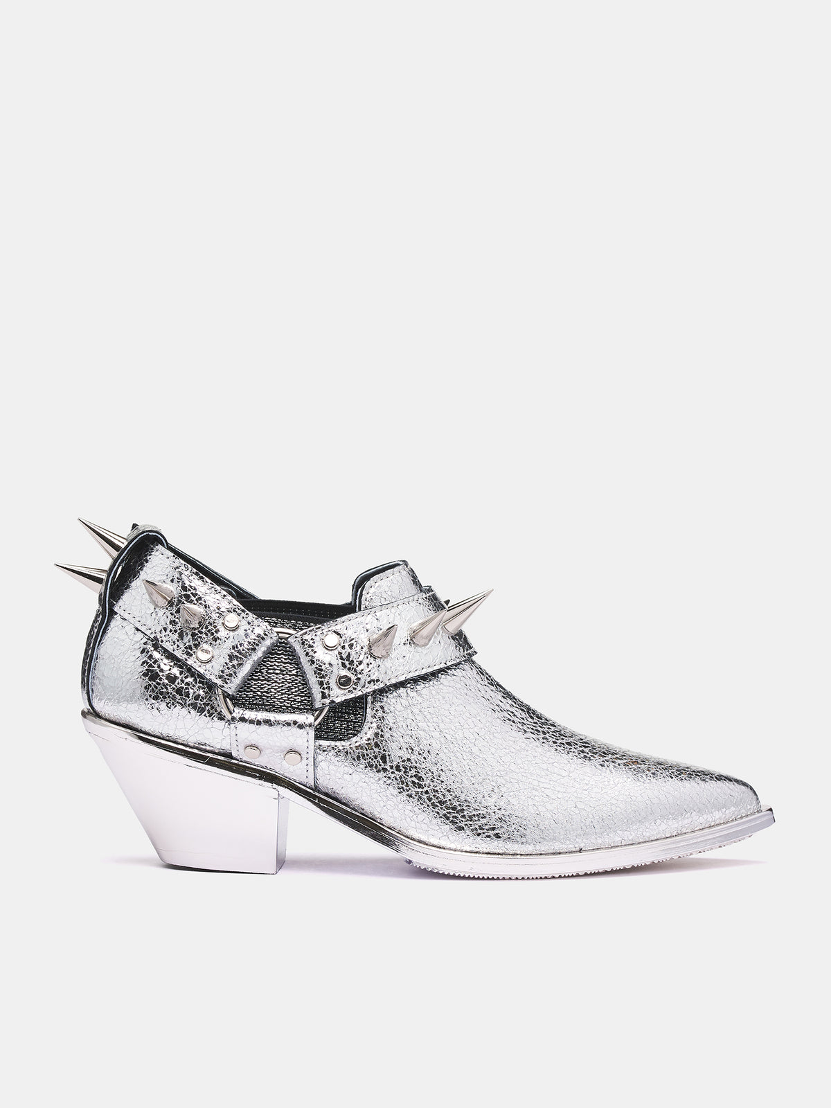 Metallic Spiked Ankle Boot (JO-K107-S25-SILVER)