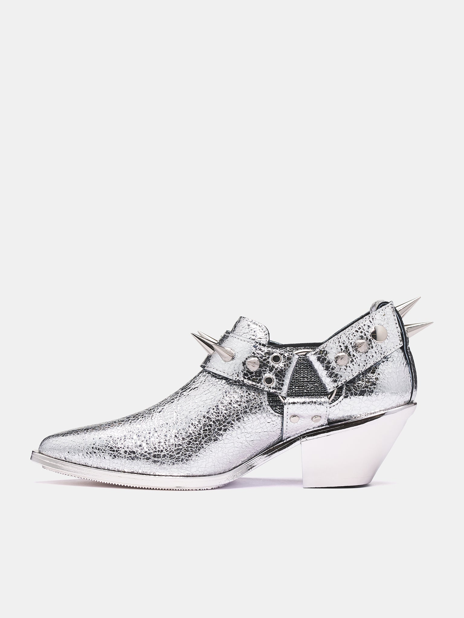 Metallic Spiked Ankle Boot (JO-K107-S25-SILVER)