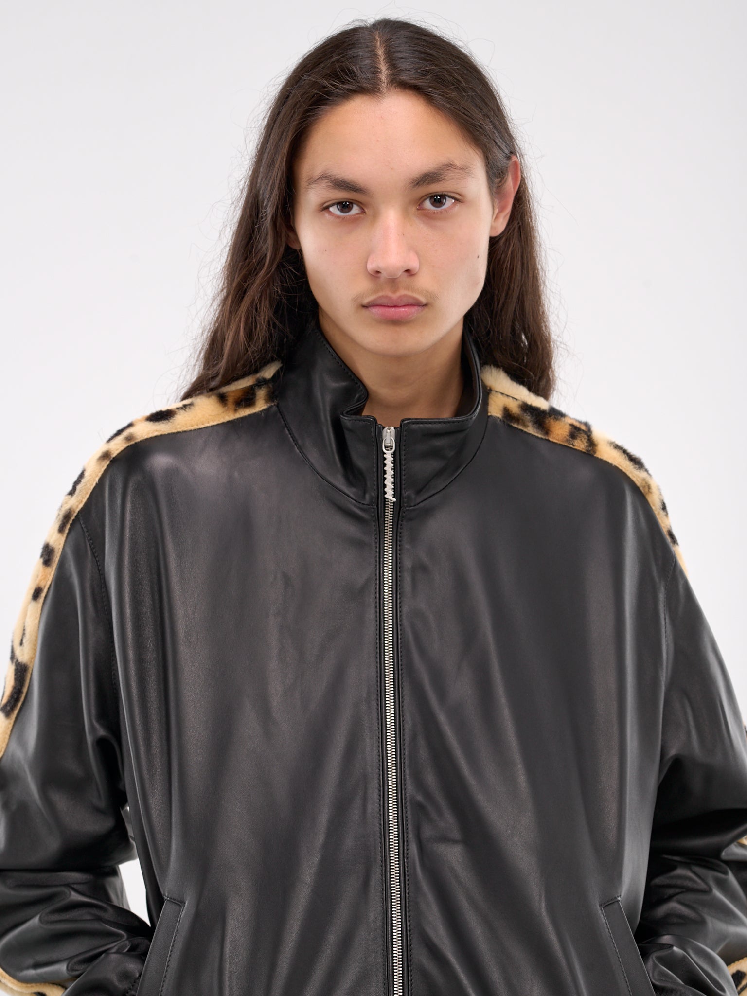 Relaxed Leather Bomber Jacket (JUMY0026Q5-ULA736-BLACK)