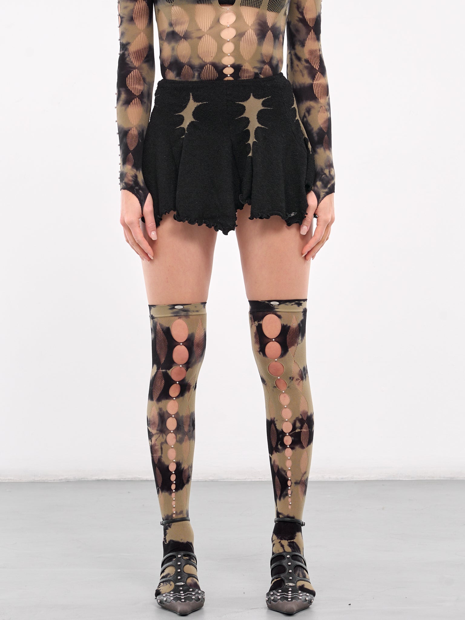 Tie-Dye Thigh-High Socks (JW03S-SAGE-ONYX)