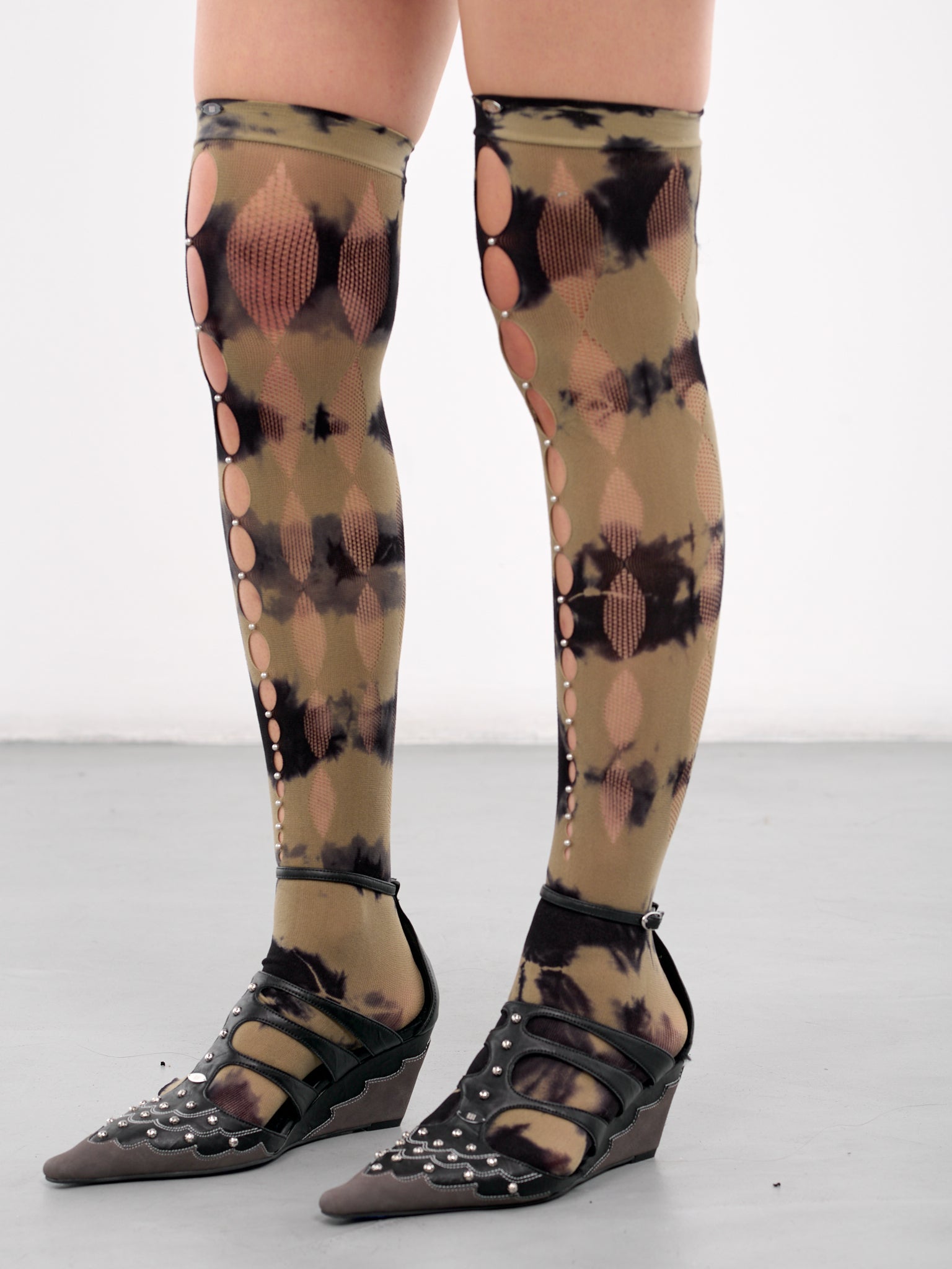 Tie-Dye Thigh-High Socks (JW03S-SAGE-ONYX)