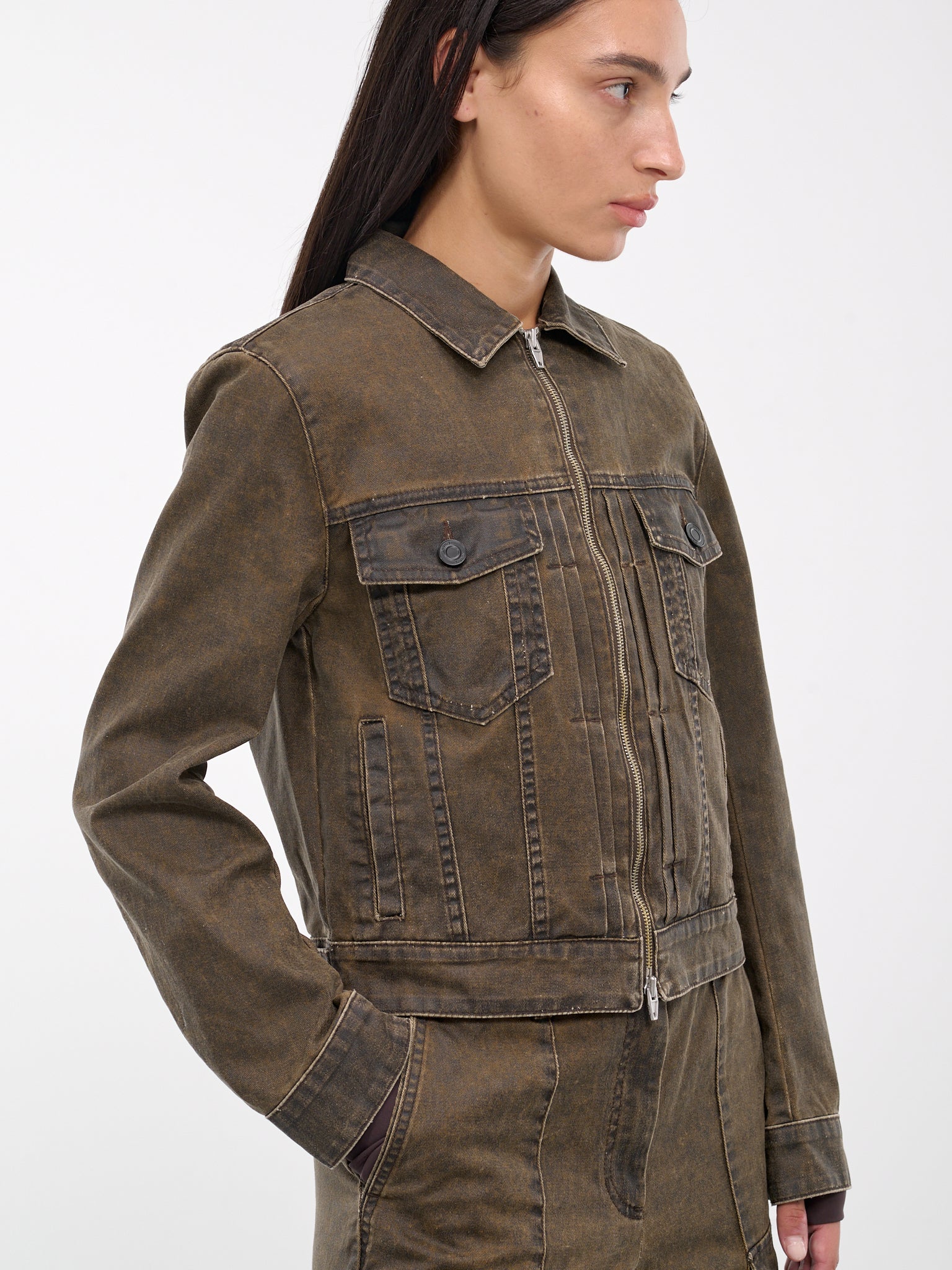 Zip-Up Trucker Jacket (JW4811W02-BROWN)