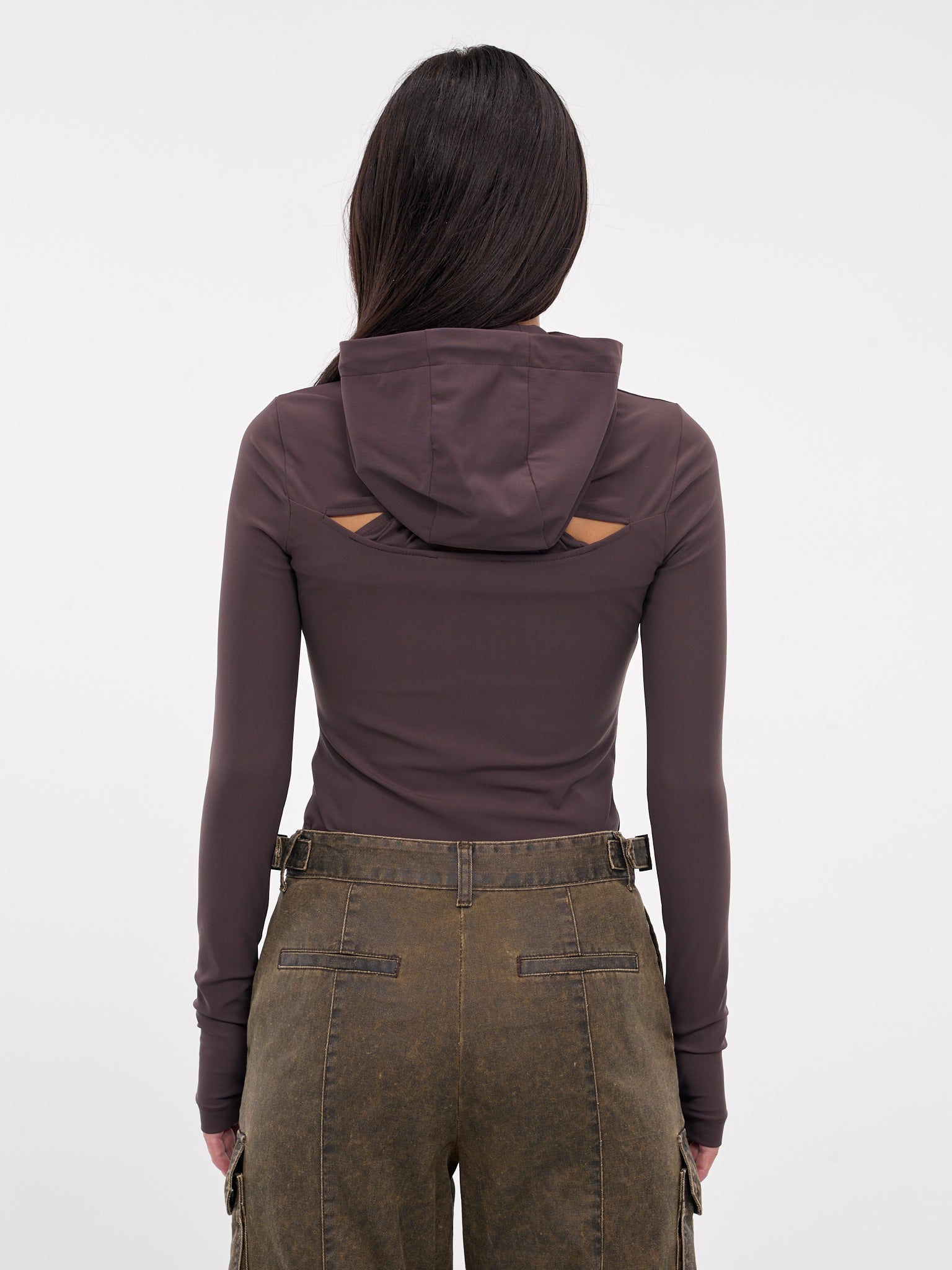 Cut-Out Quarter Zip Hoodie (JW4841W02-BROWN)