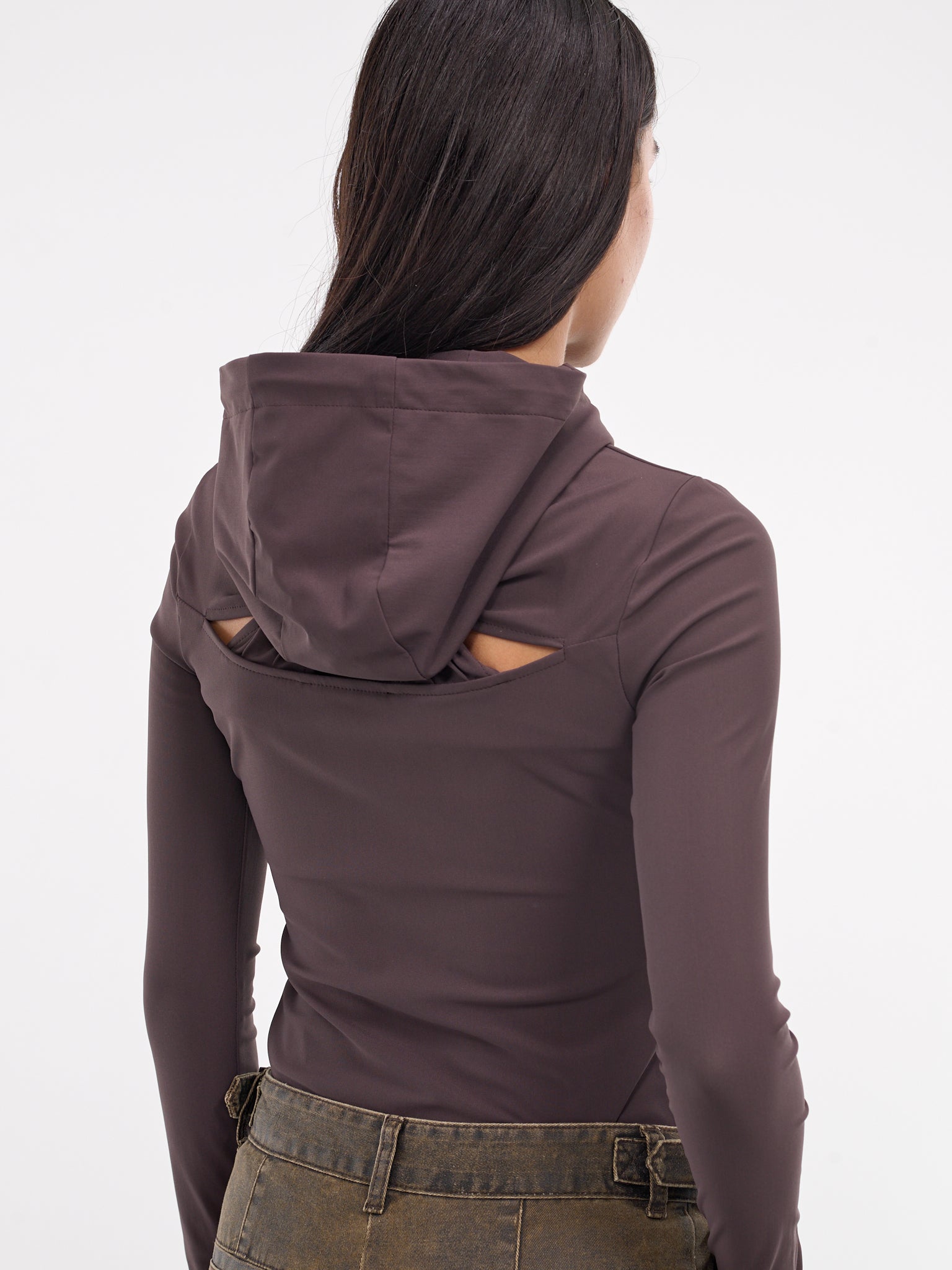 Cut-Out Quarter Zip Hoodie (JW4841W02-BROWN)