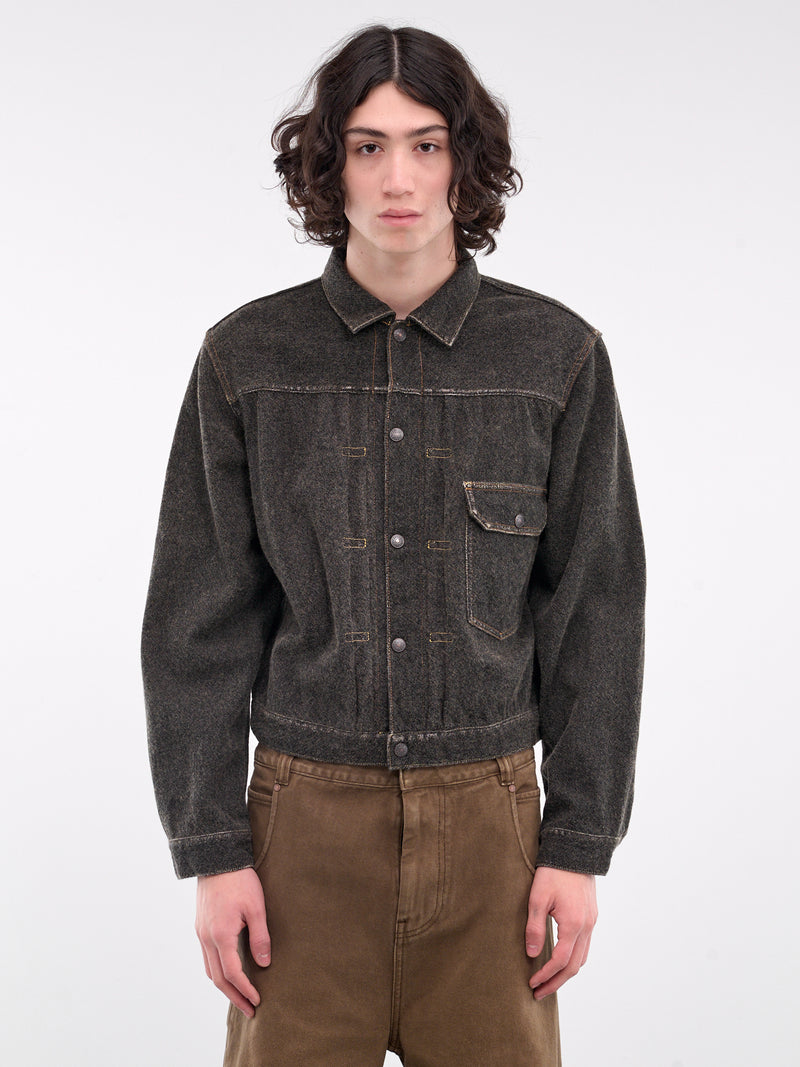 Cotton-Wool Trucker Jacket (K2409LJ011-FADE-CHARCOAL)