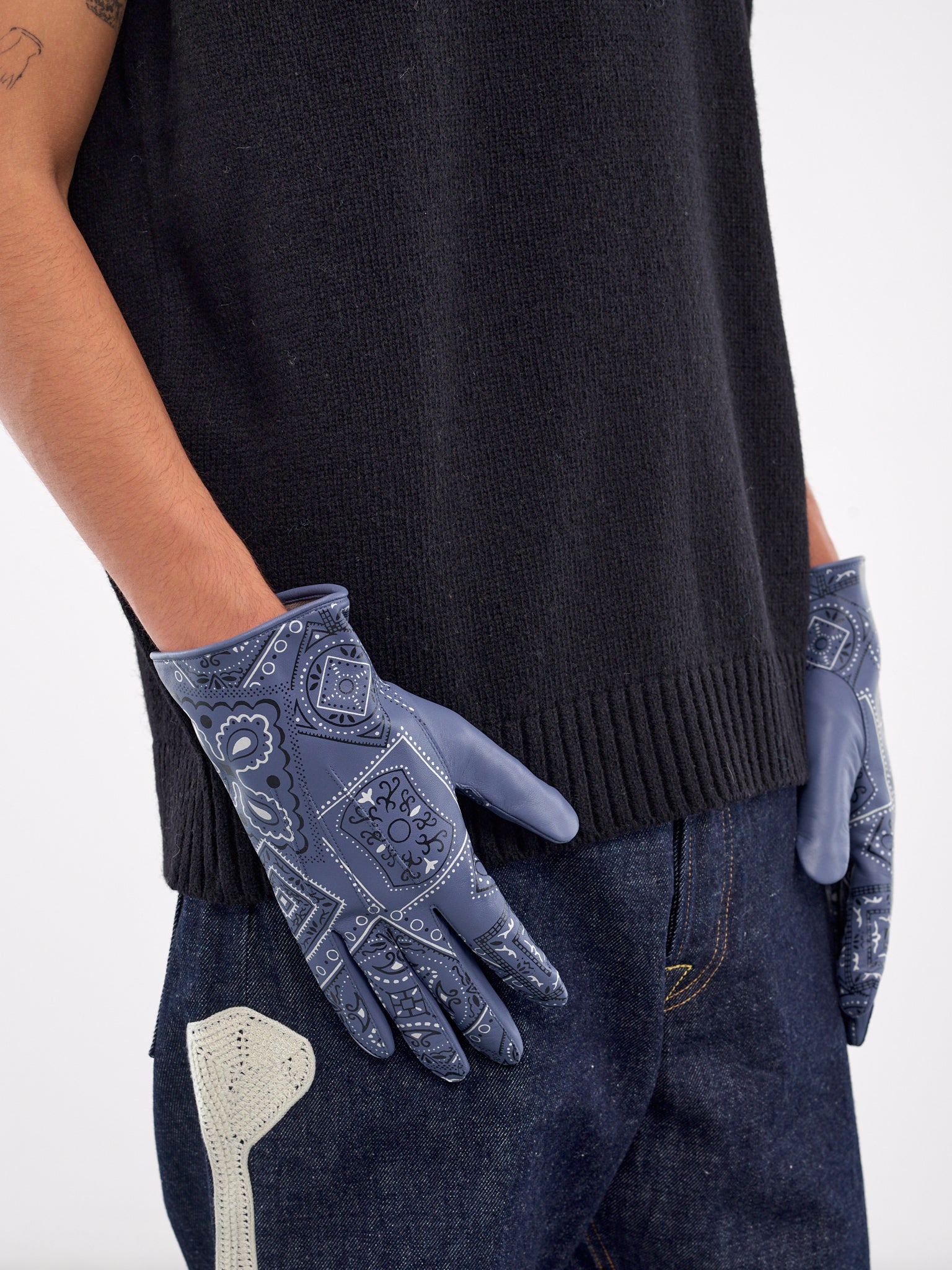 Cookie Leather Bandana Gloves (K2409XG506-BLUE)