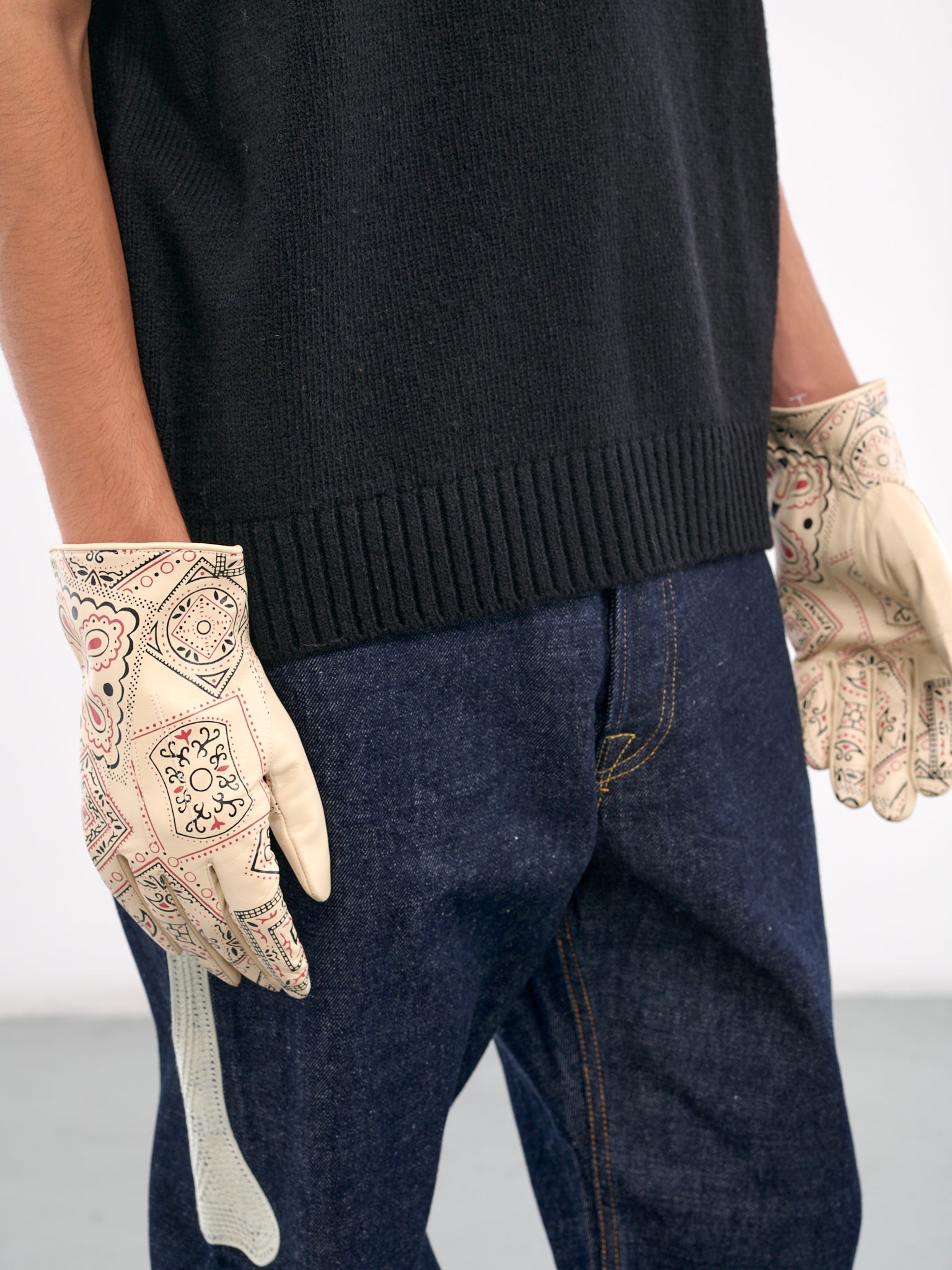 Cookie Leather Bandana Gloves (K2409XG506-ECRU)