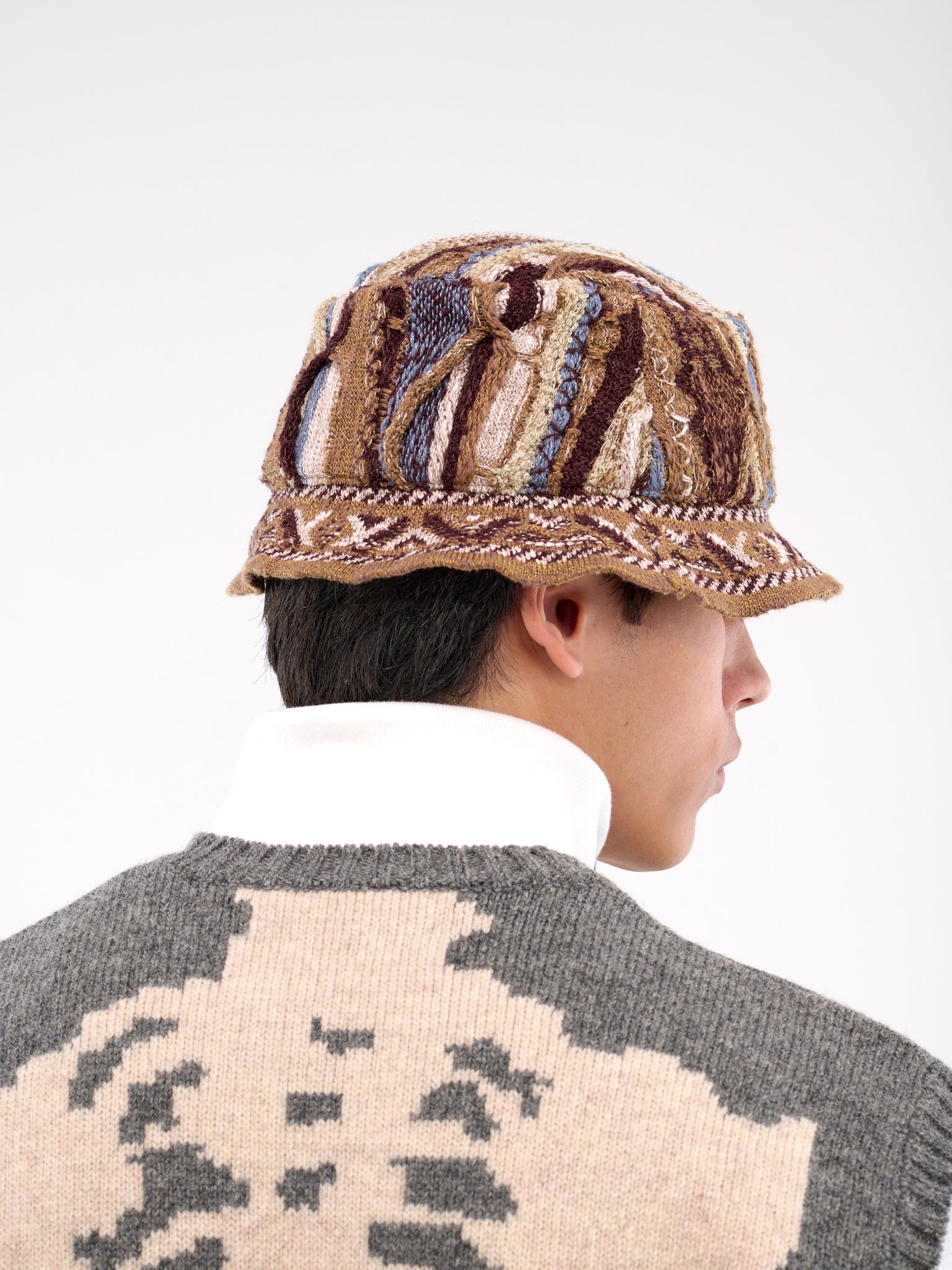 Gaudy Knit Bucket Hat (K2409XH516-GOLD-BROWN)