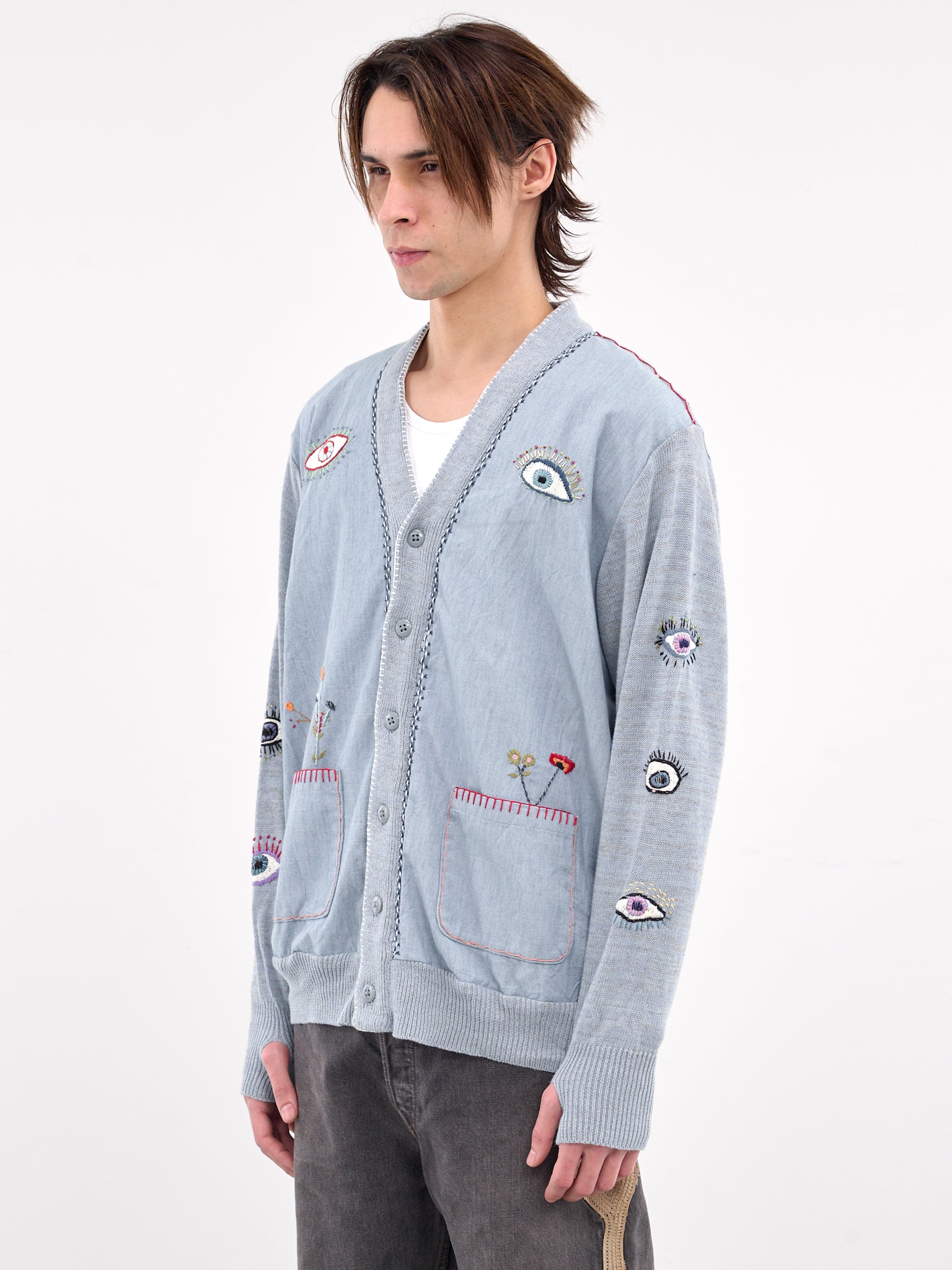 Speakeasy Embroidered Cardigan (K2410KN061-SAX-BLUE)