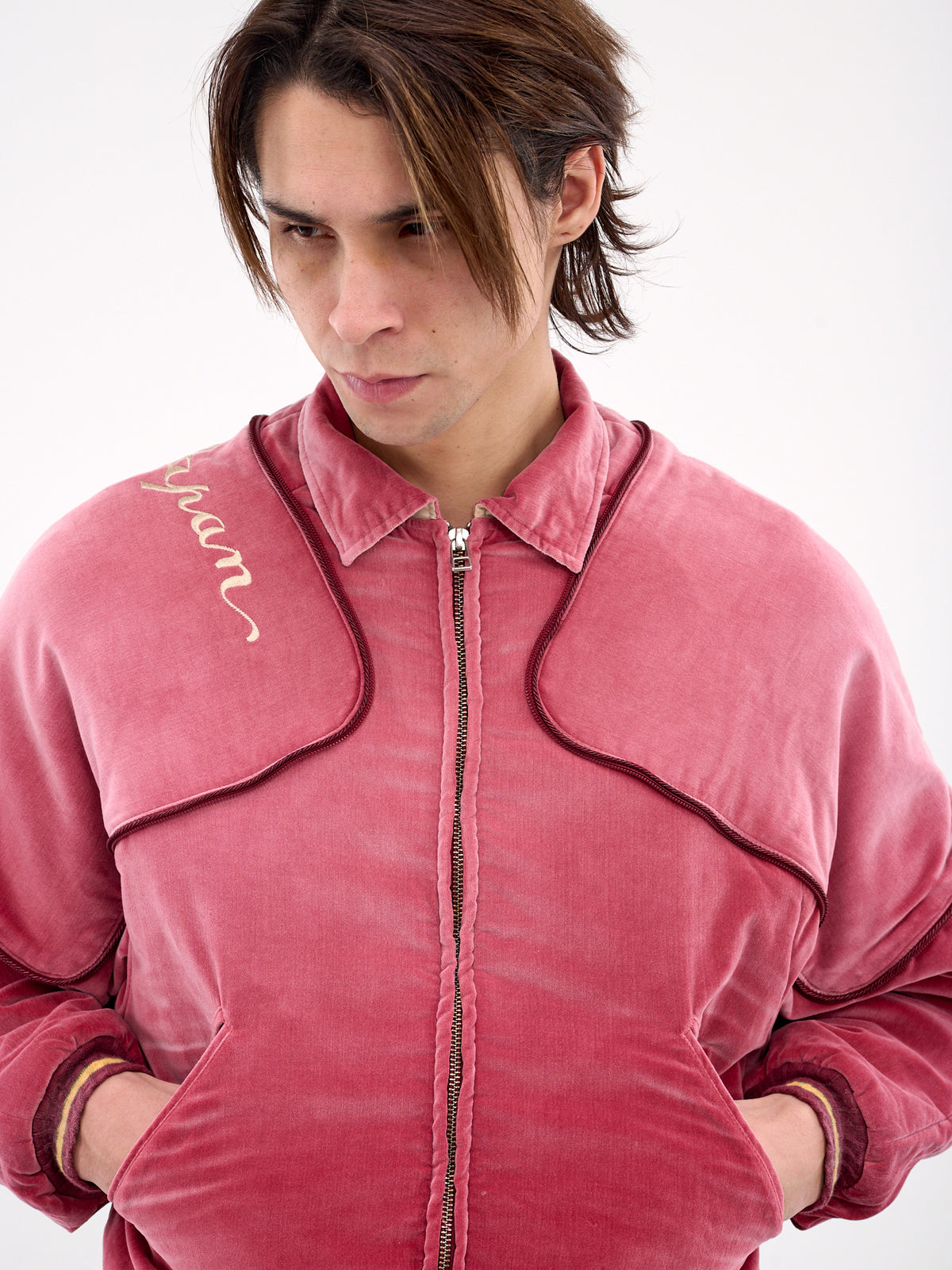 Sham Velveteen Bomber Jacket (K2412LJ140-FADE-RED)