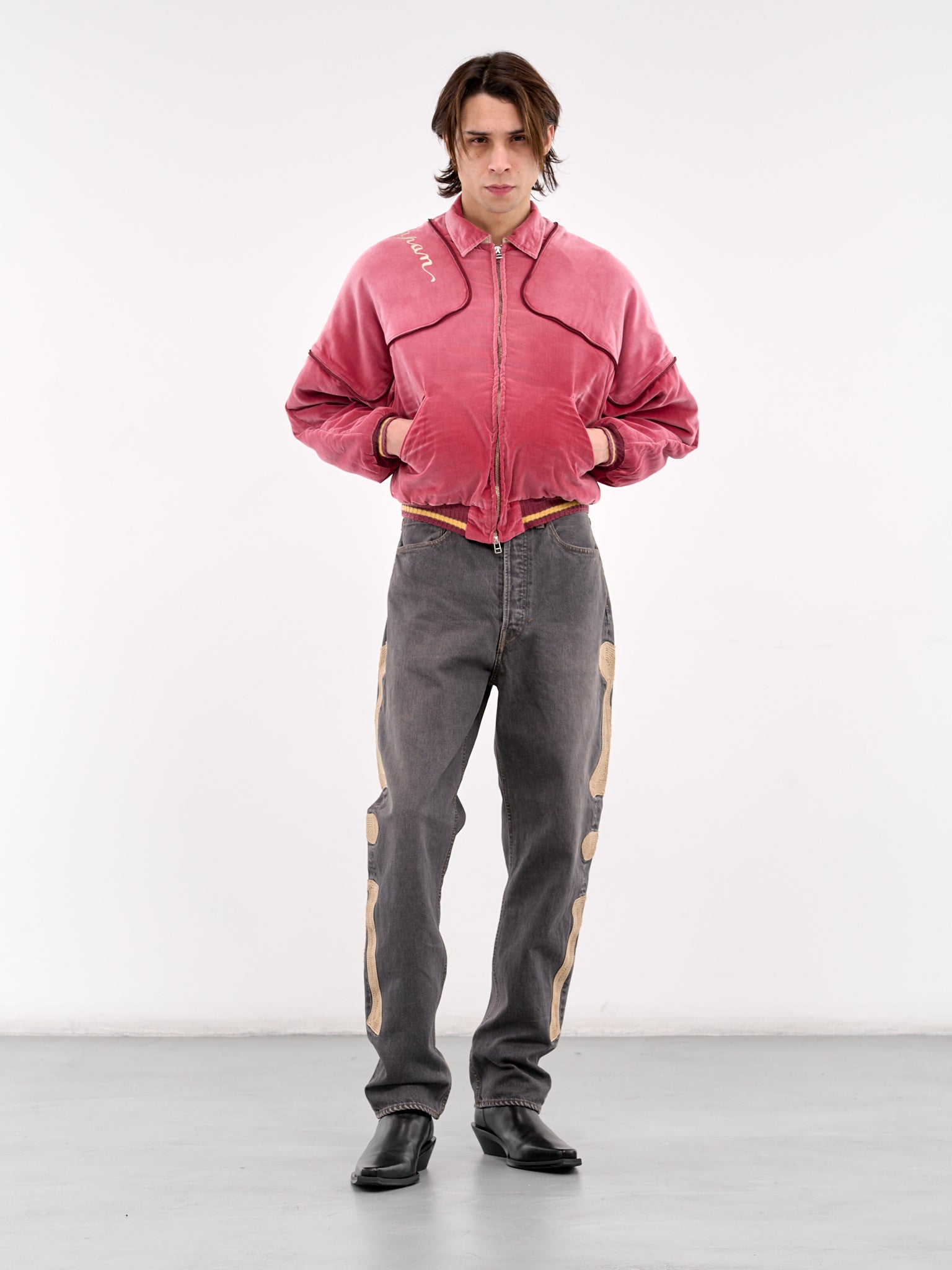 Sham Velveteen Bomber Jacket (K2412LJ140-FADE-RED)