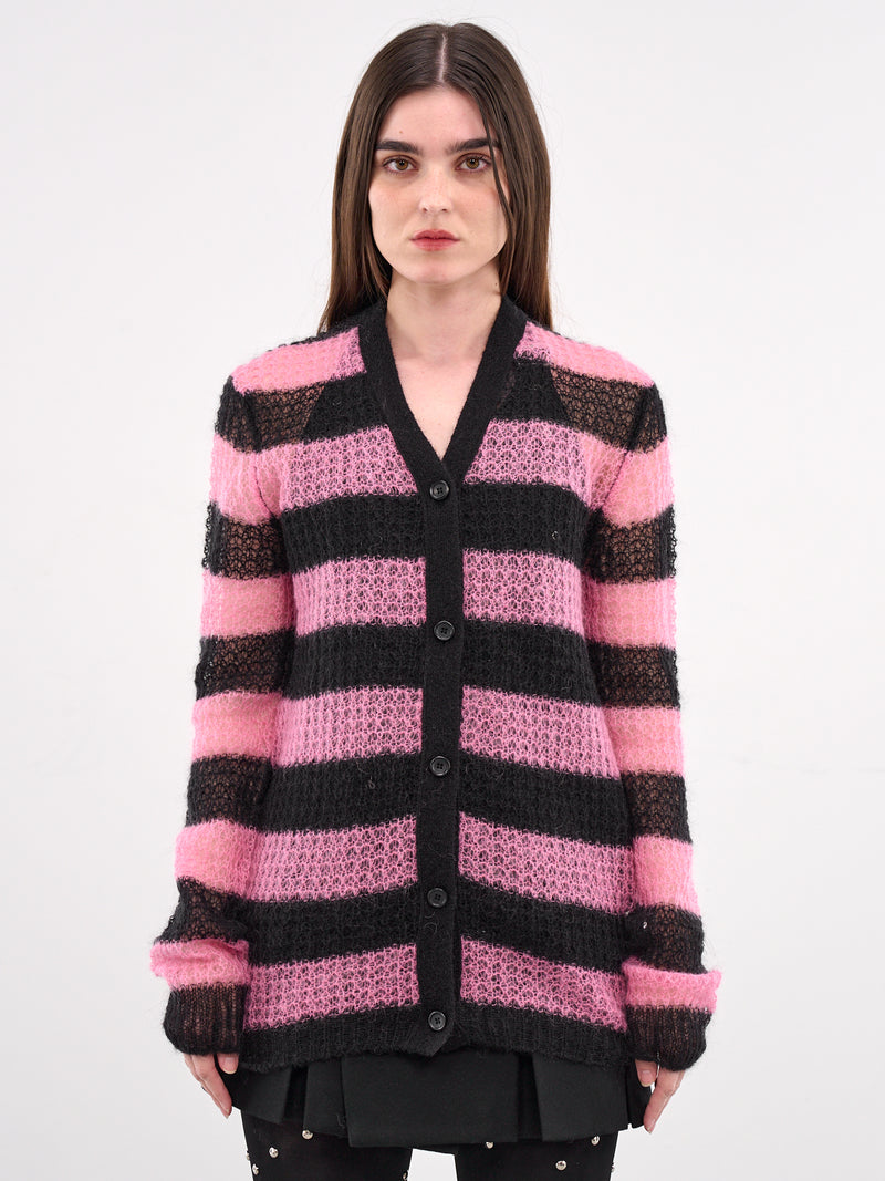 Striped Mohair Cardigan (KC0-25-638-U-PINK)