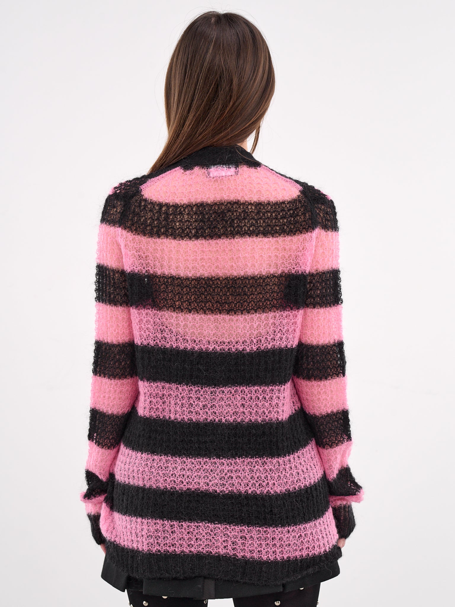 Striped Mohair Cardigan (KC0-25-638-U-PINK)