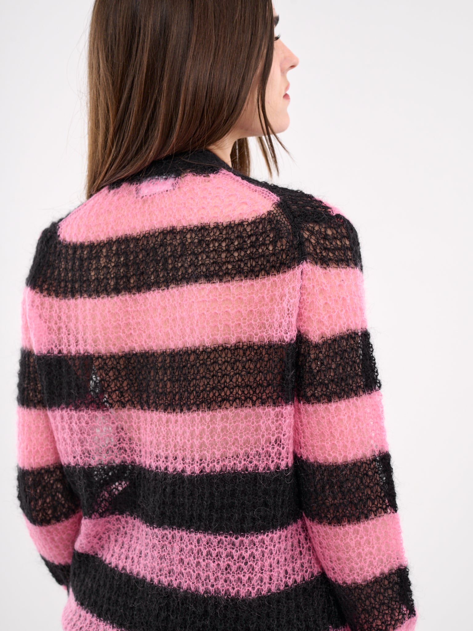 Striped Mohair Cardigan (KC0-25-638-U-PINK)