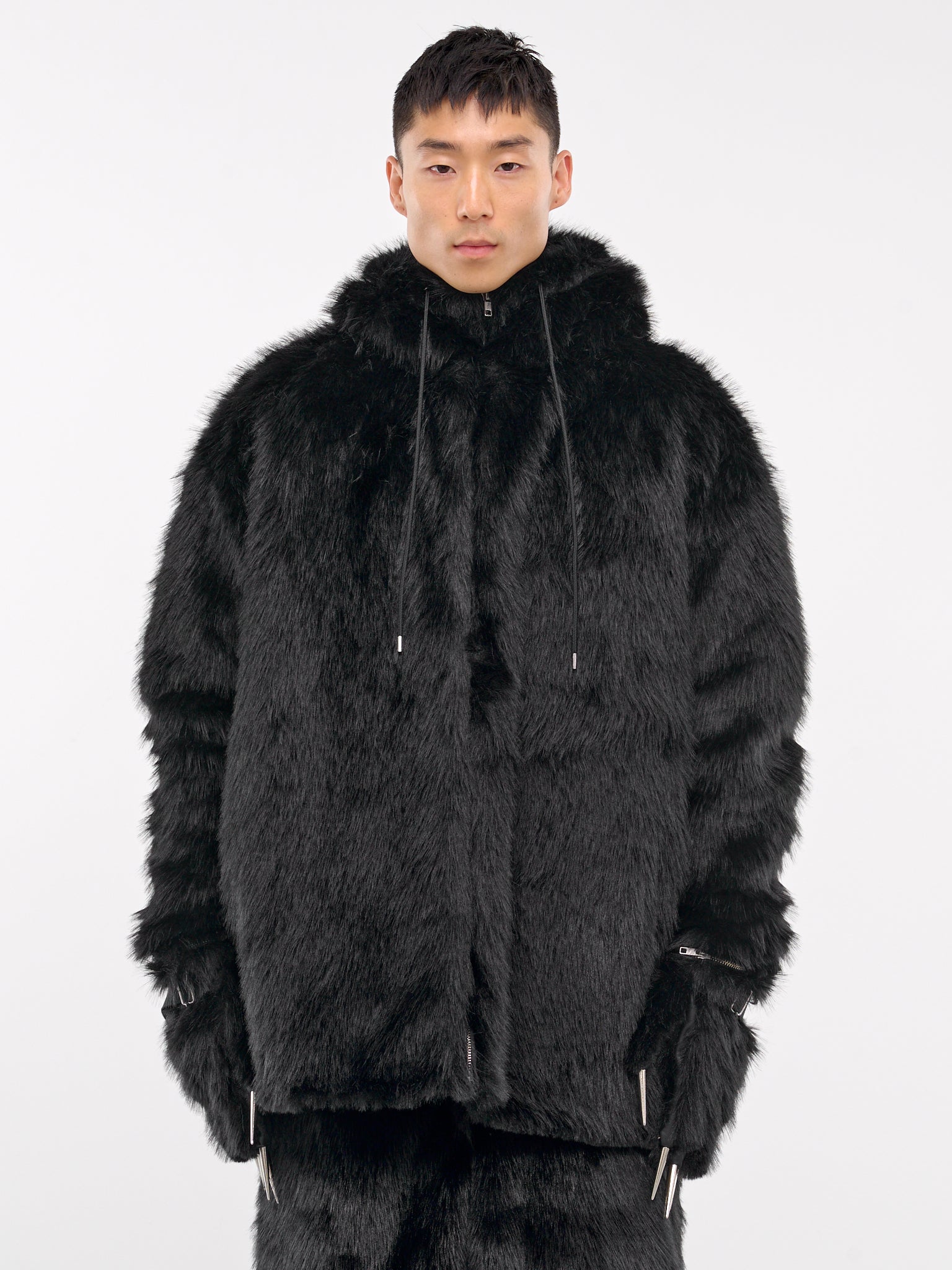 Fur hoodie black online