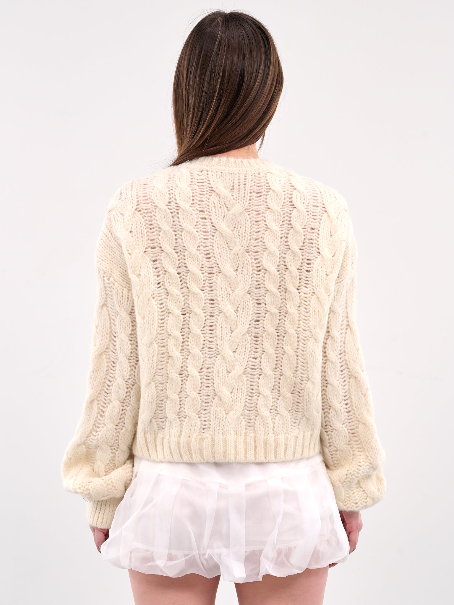 Lace Detailed Cable Knit Sweater (KN038-WHITE)