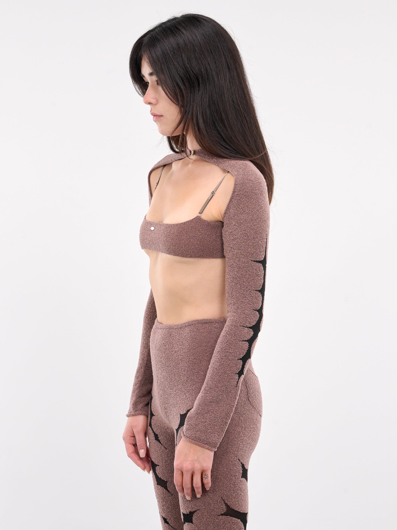 Thorn Intarsia Knit Sleeves (KN08T-TEA-ROSE)