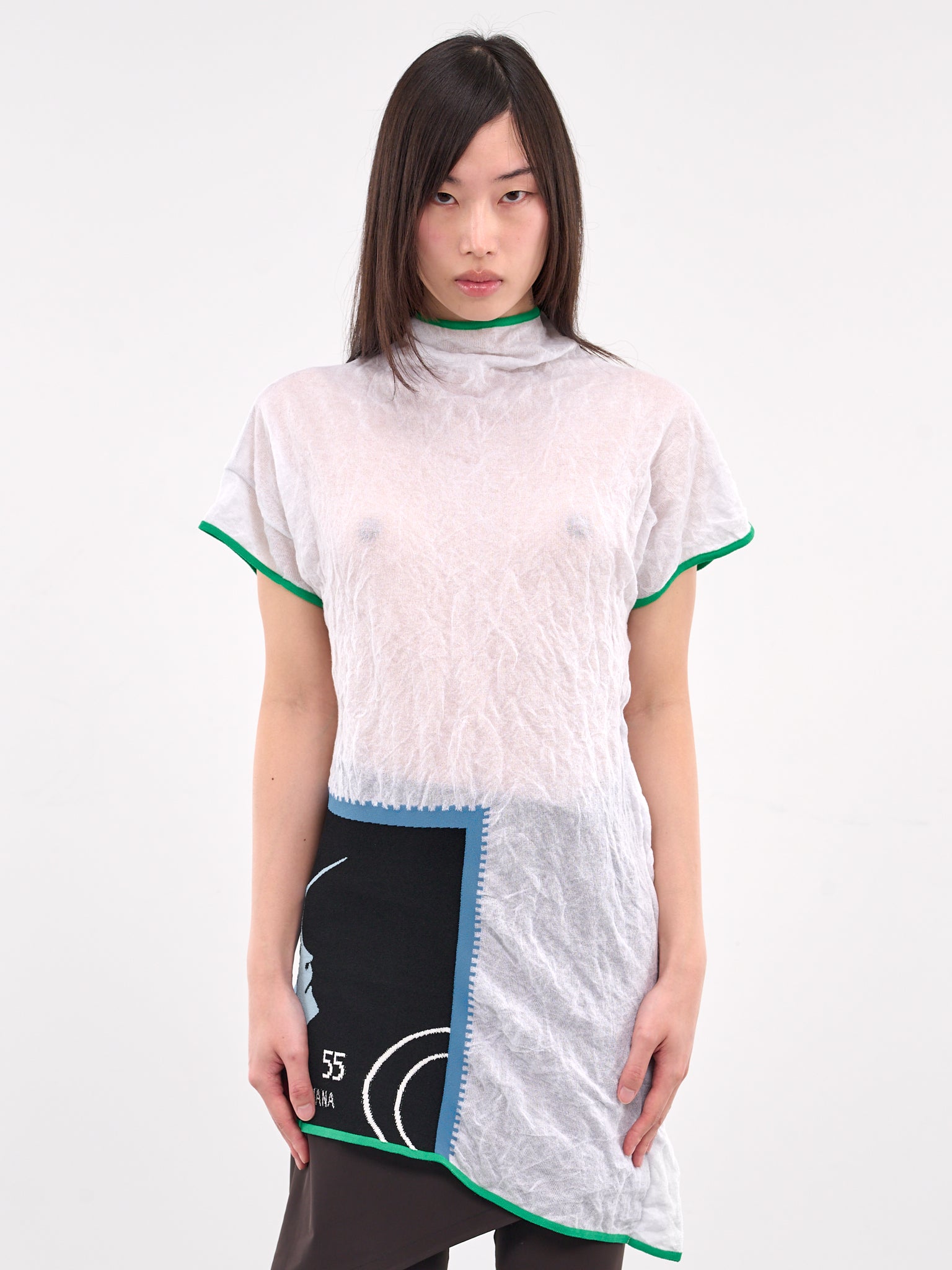 Sheer Graphic Knit Tee (KN09-111-WHITE)