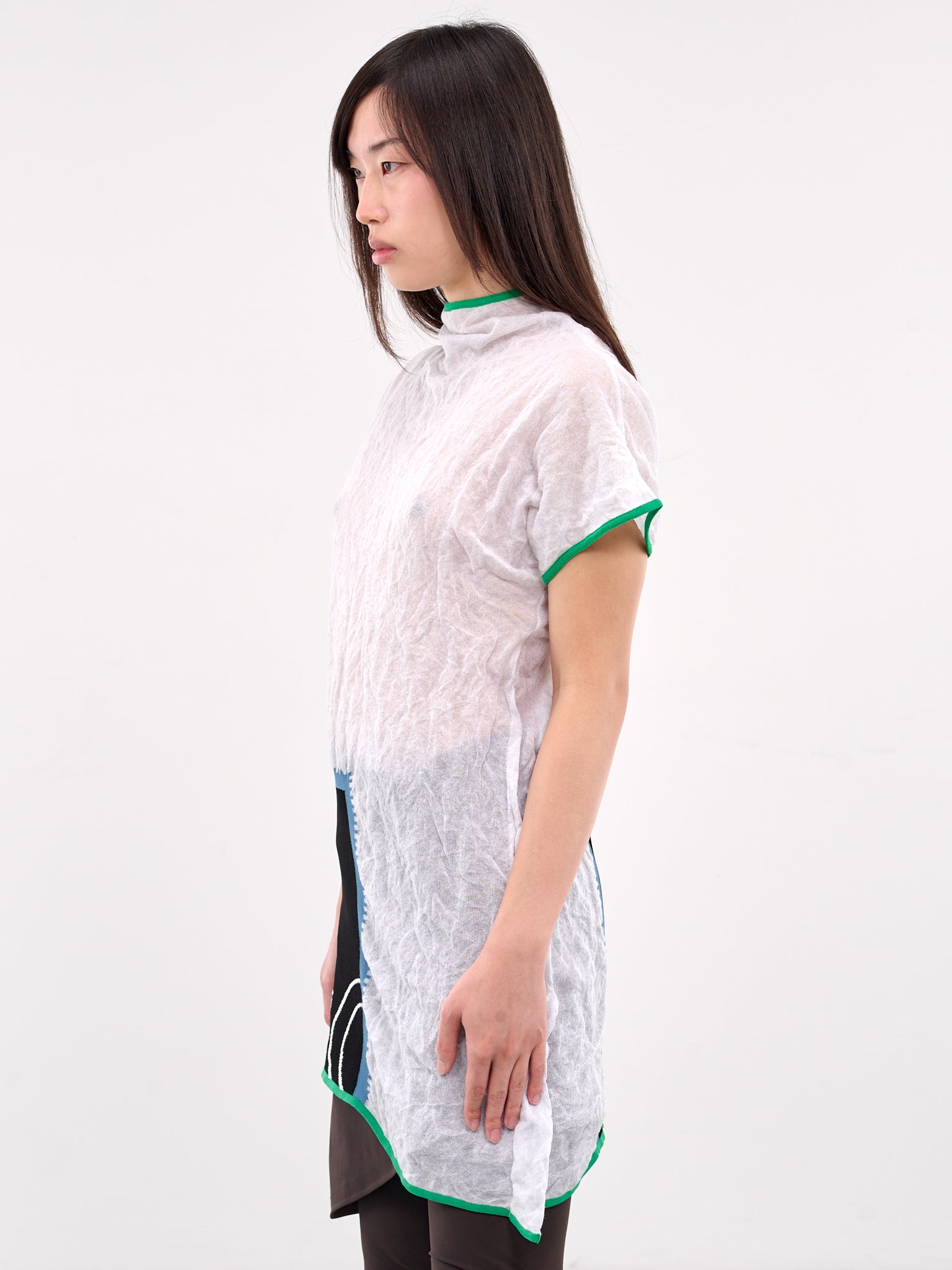 Sheer Graphic Knit Tee (KN09-111-WHITE)