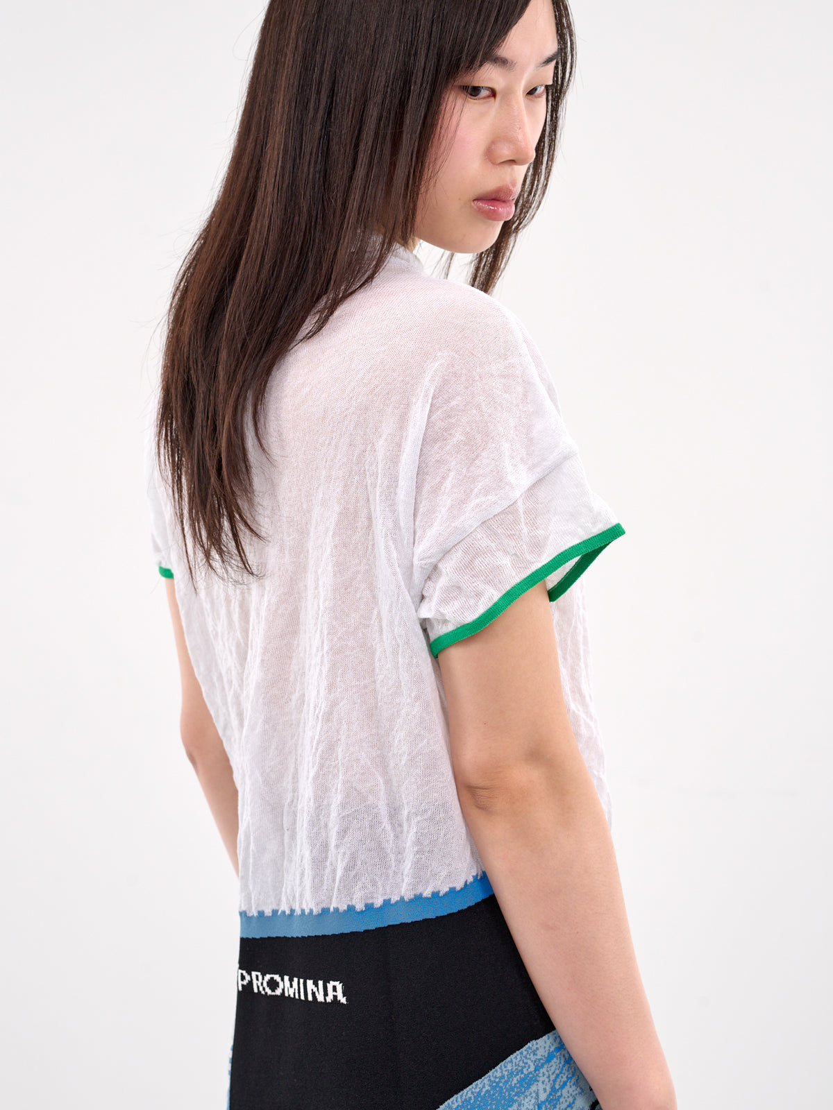 Sheer Graphic Knit Tee (KN09-111-WHITE)