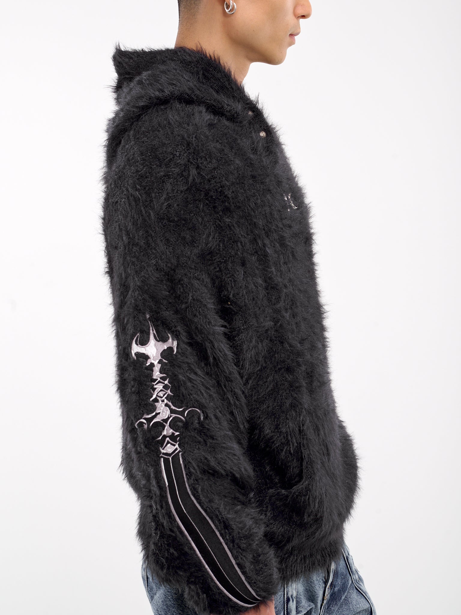 Faux fur zip up hoodie black on sale