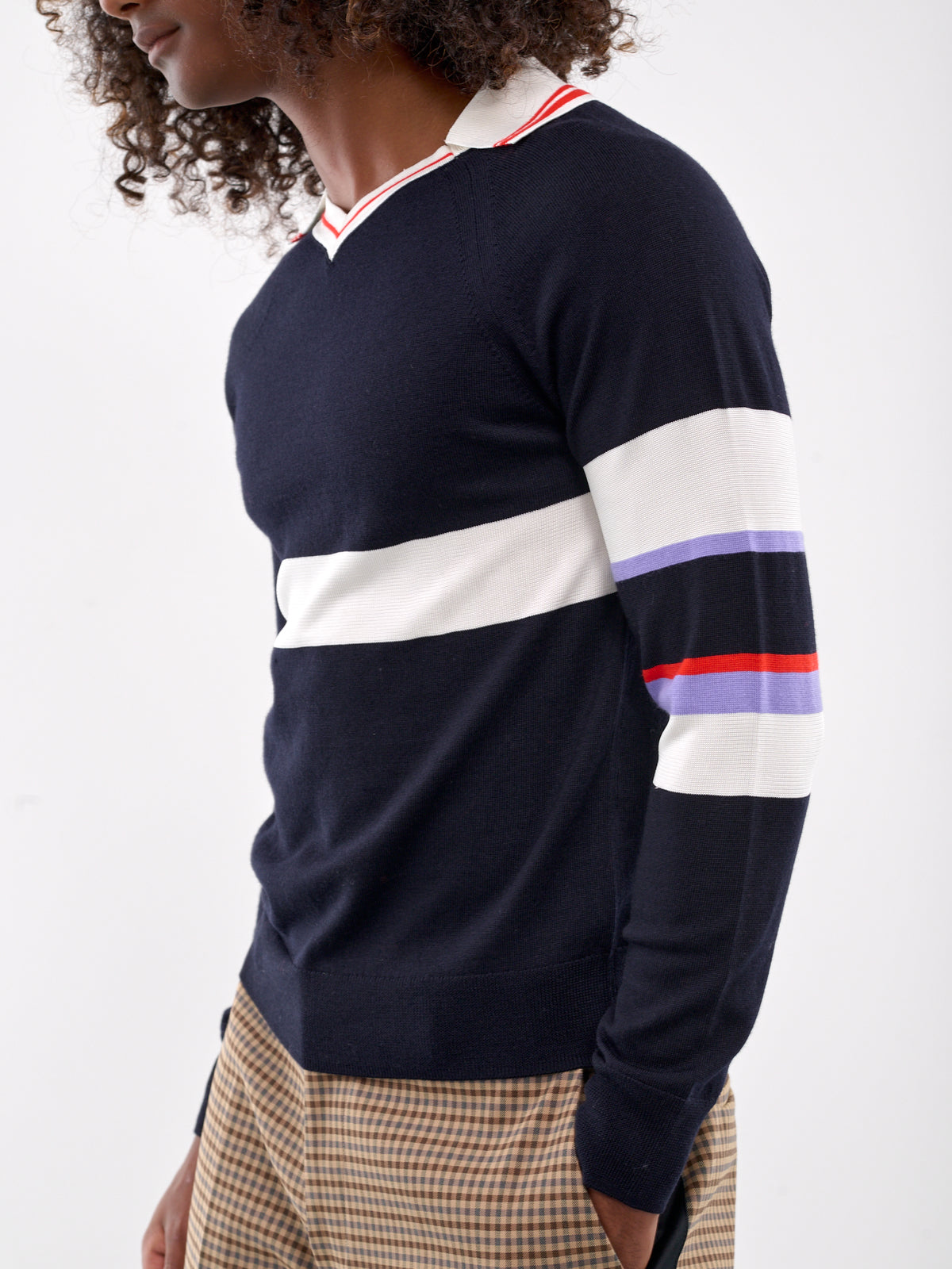 Calm Polo Sweater (KN23-WO07-599-NAVY-WHITE)