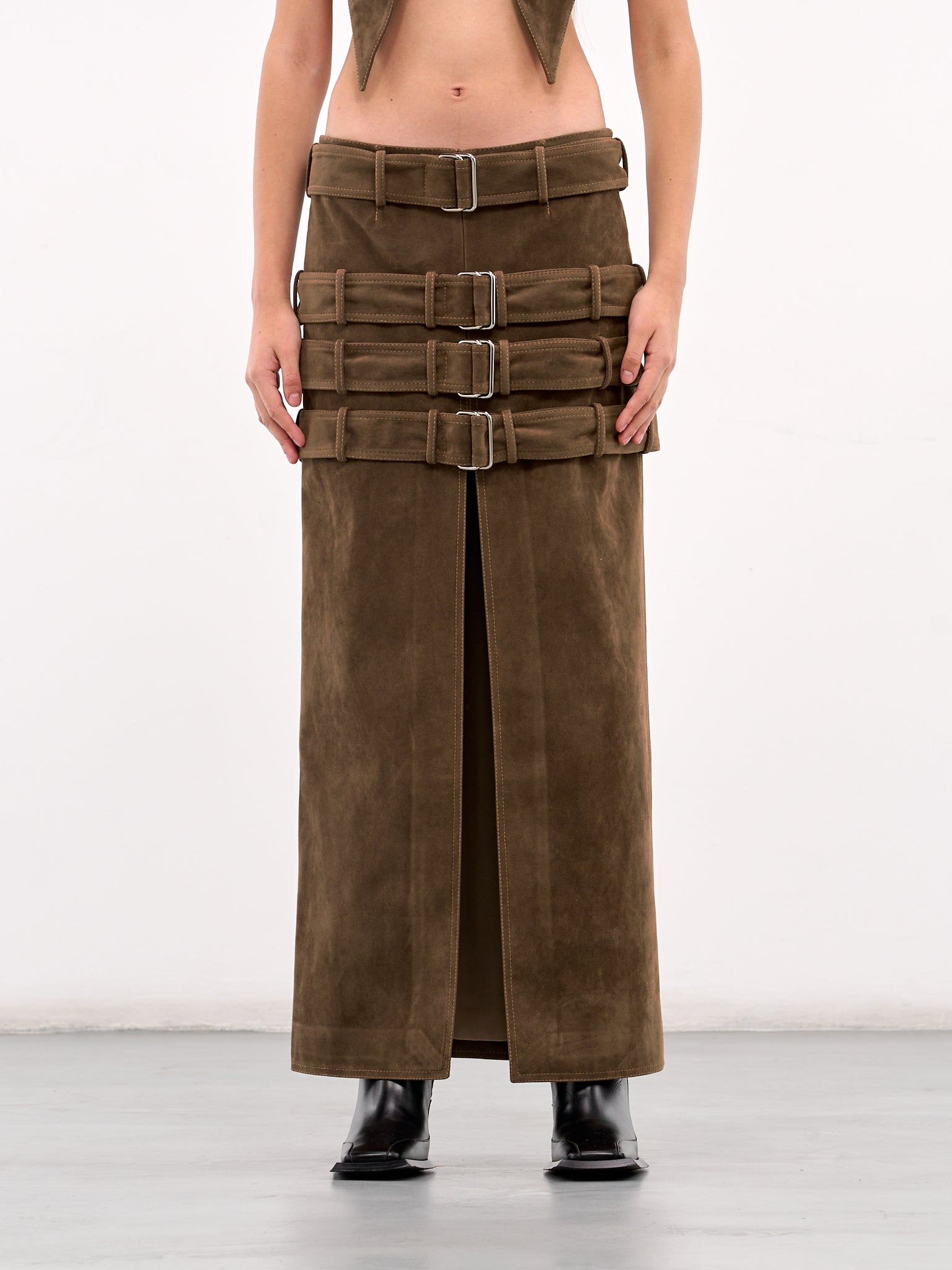 Belted Maxi Skirt (KPPVR02-BROWN)