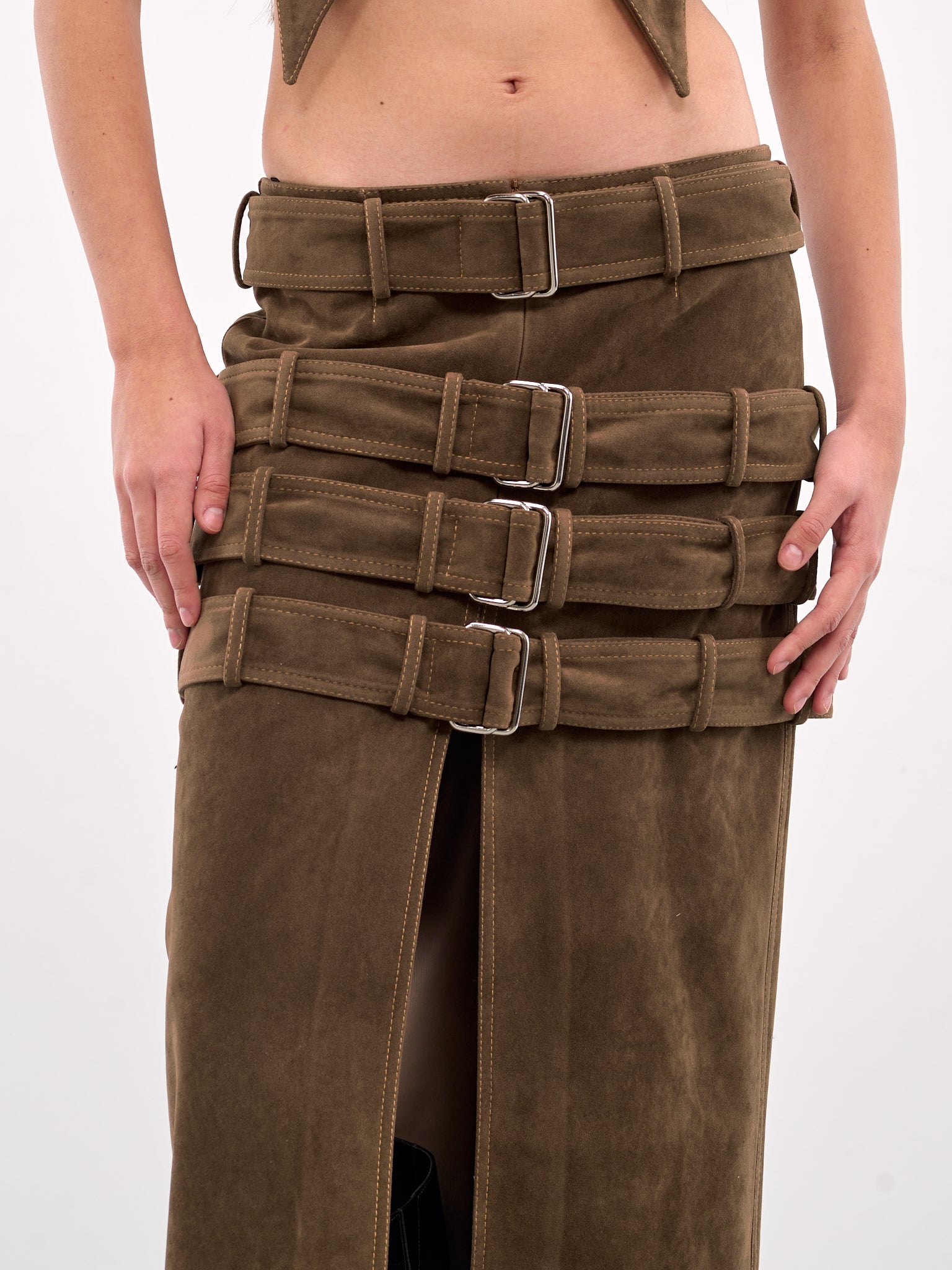 Belted Maxi Skirt (KPPVR02-BROWN)