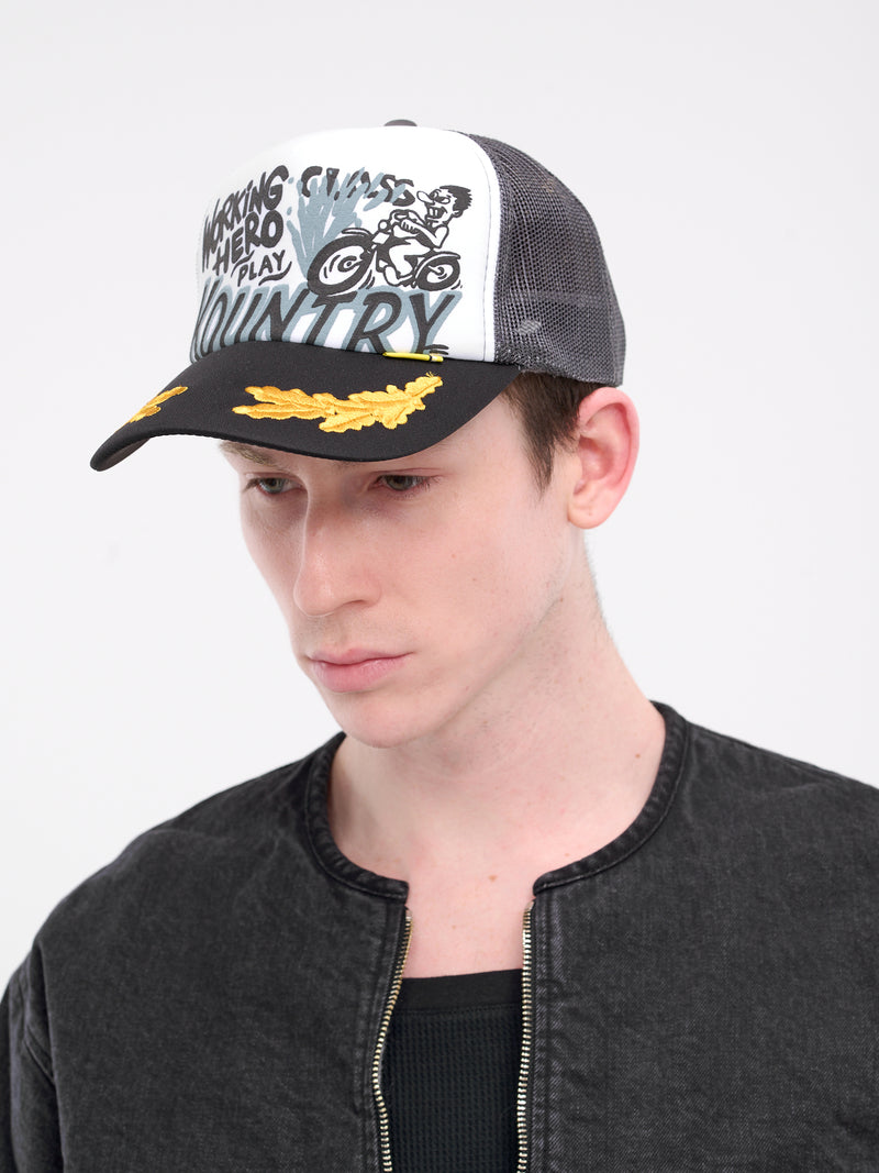 Kountry Racer Trucker Cap (KR2402XH17-WHITE-GREY)