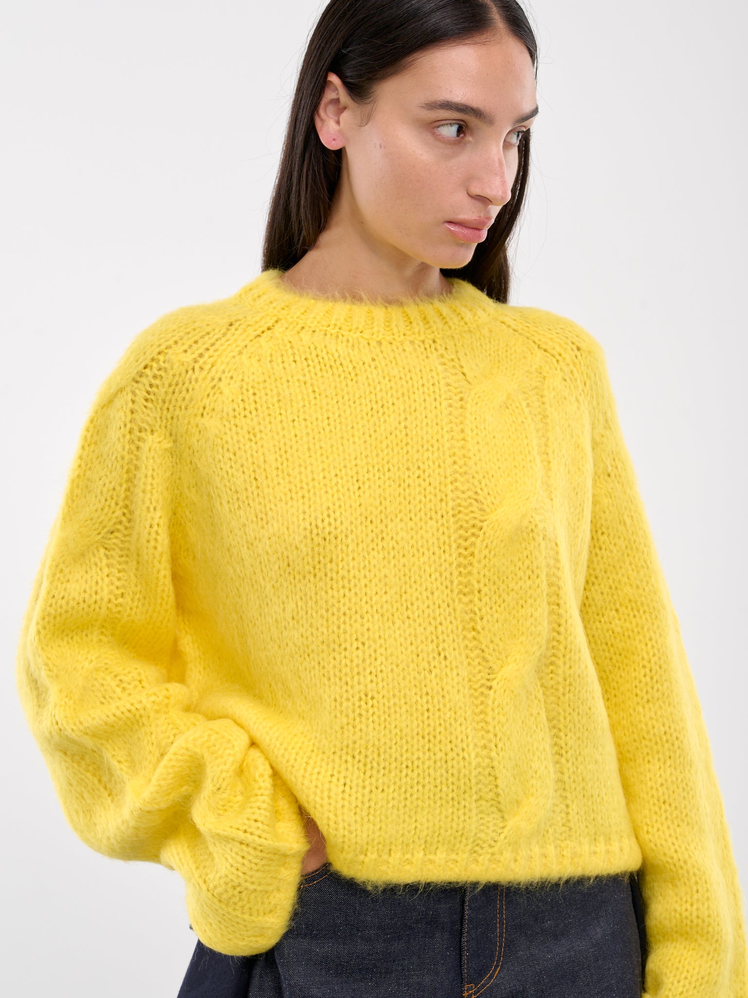 Cable Knit Sweater KW1230 YN0314 BRIGHT YELLOW