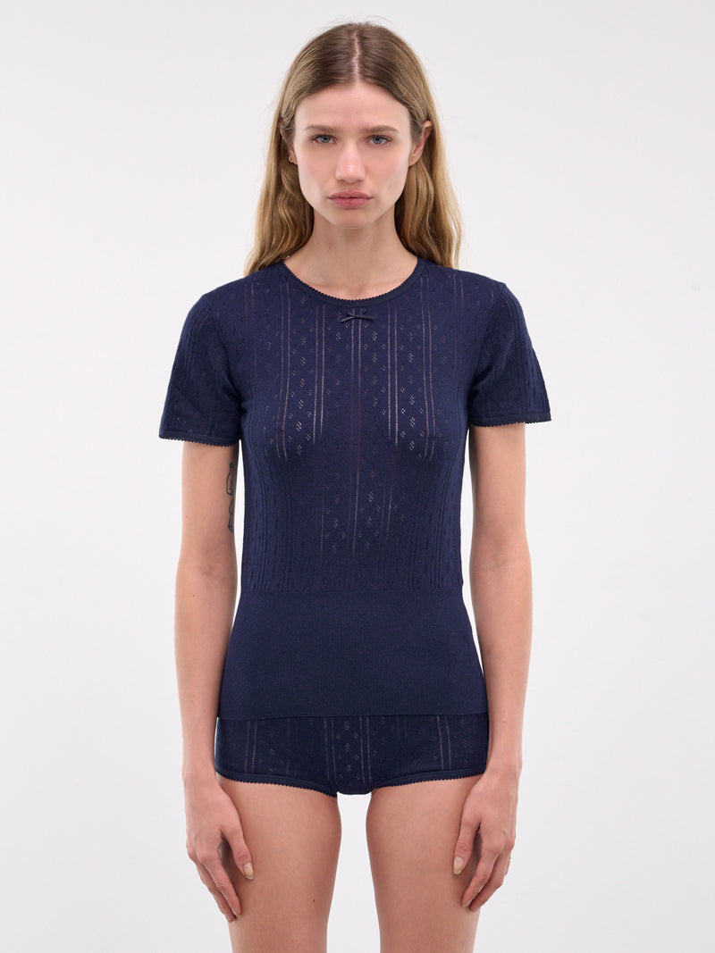 Pointelle Top (KW1276-YN0389-NAVY)