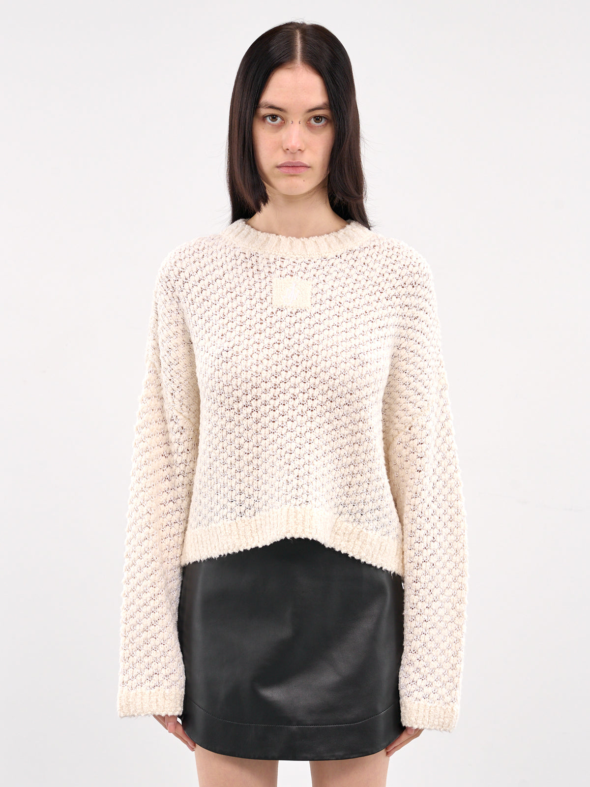 Cropped Open Stitch Jumper (KW1351-YN0394-HIBISCUS)