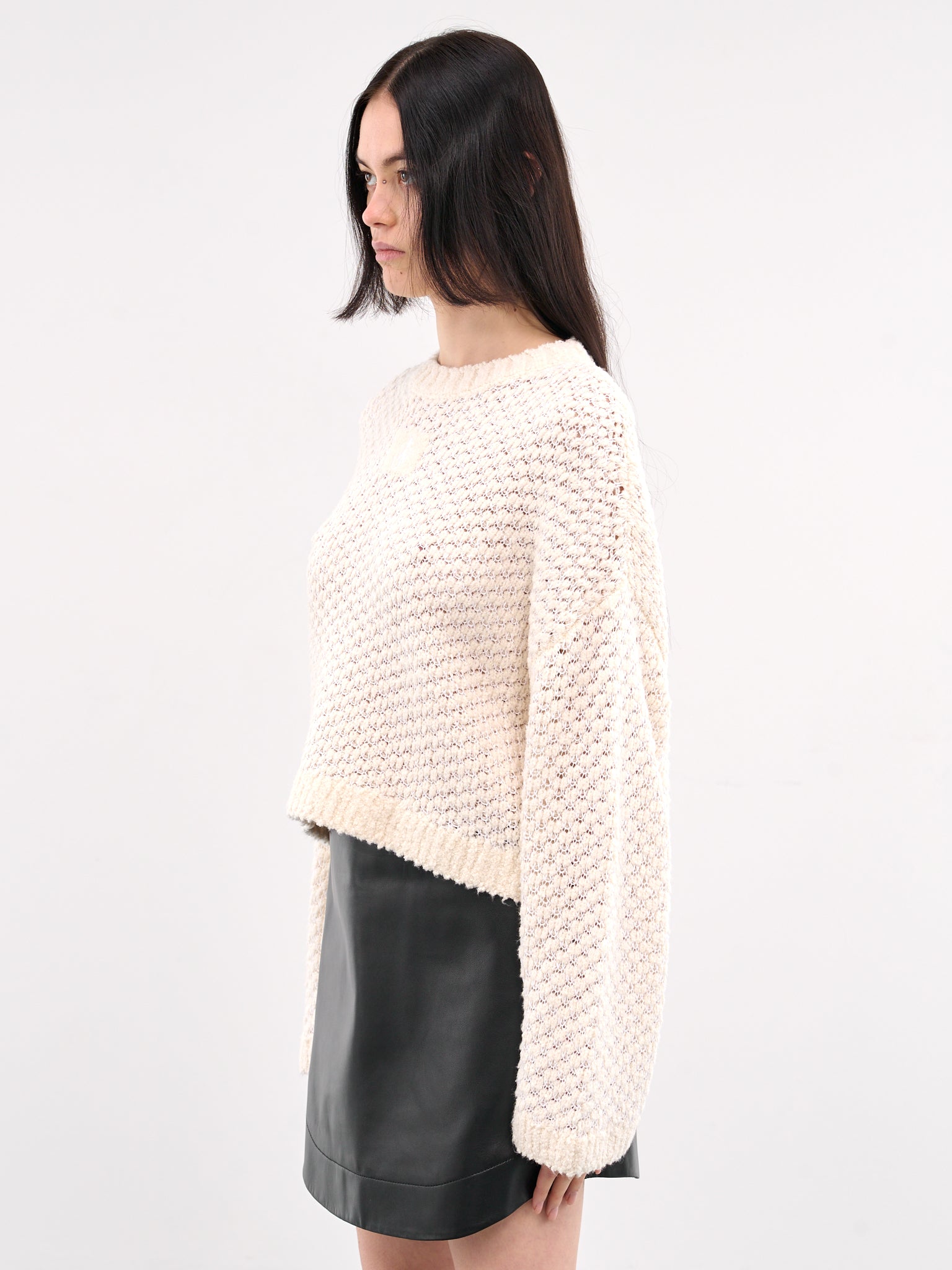 Cropped Open Stitch Jumper (KW1351-YN0394-HIBISCUS)