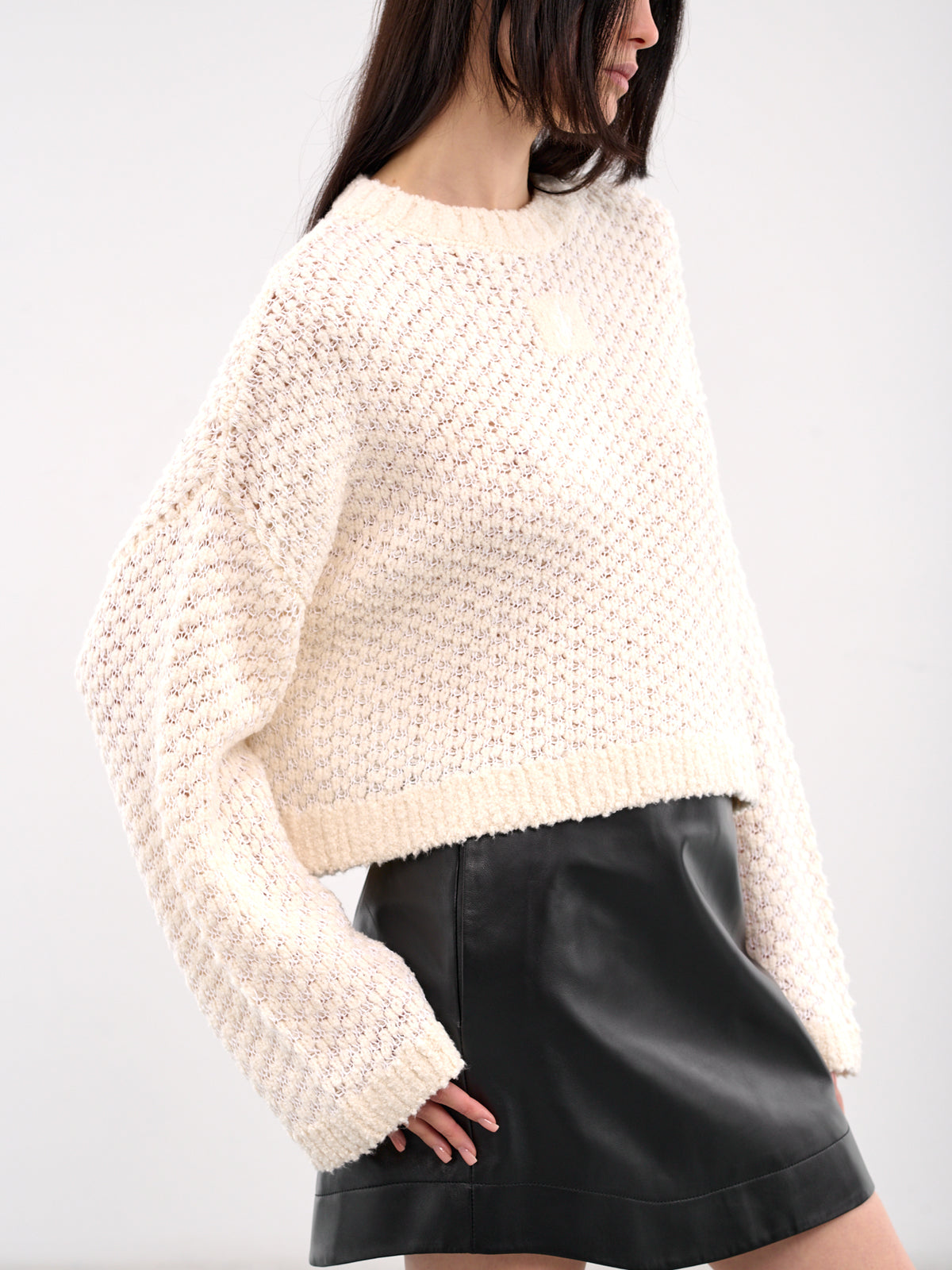 Cropped Open Stitch Jumper (KW1351-YN0394-HIBISCUS)