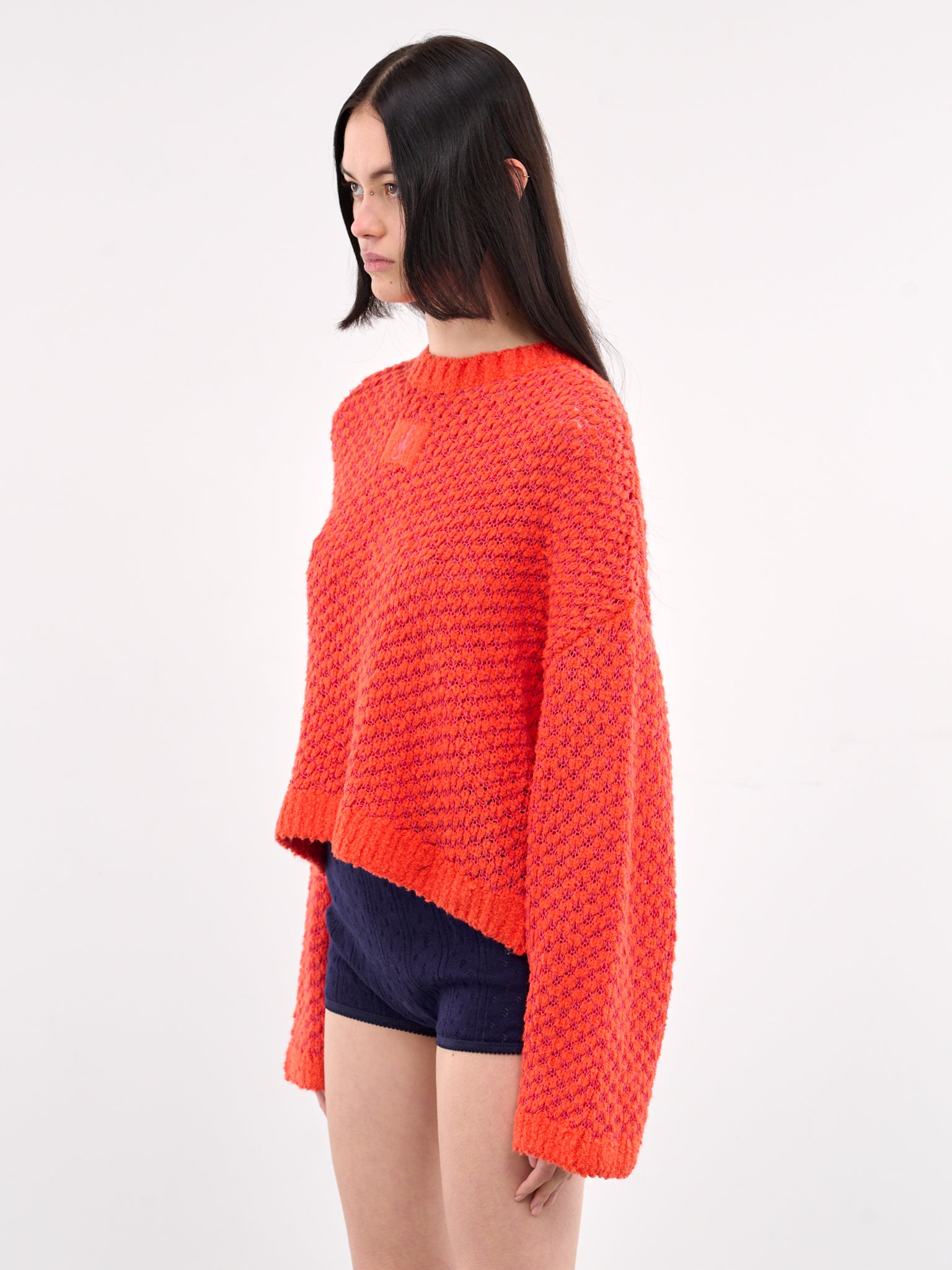 Cropped Open Stitch Jumper (KW1351-YN0394-OYSTER)