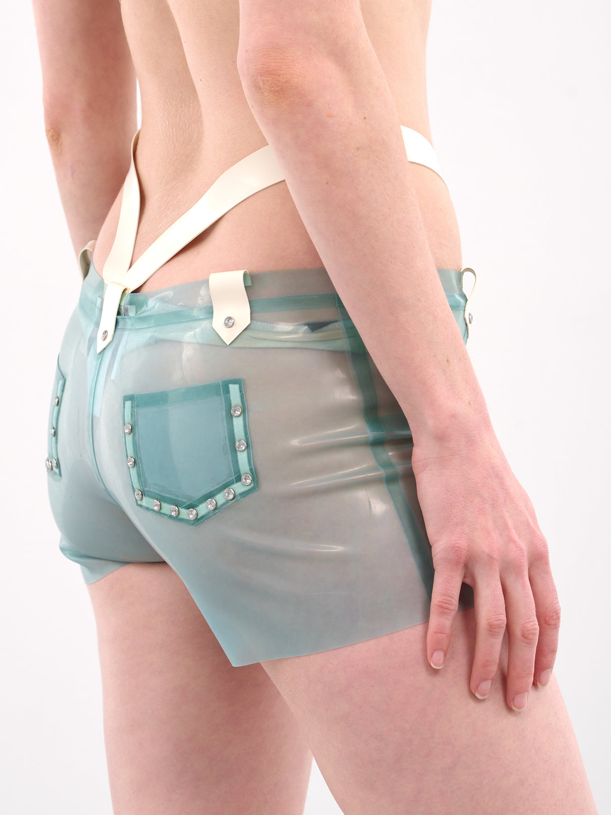 Latex Thong Shorts (LAXSO009-TRANS-LIGHT-BLUE)