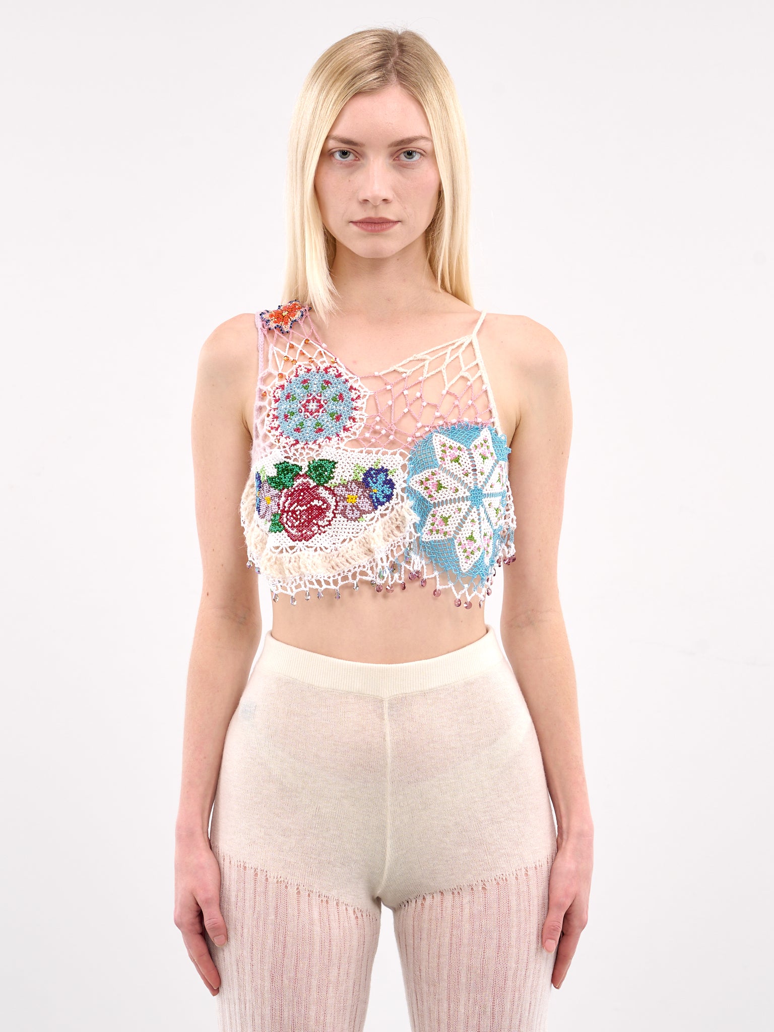 Bead Woven Top (LDBT3-WHITE-MULTI)