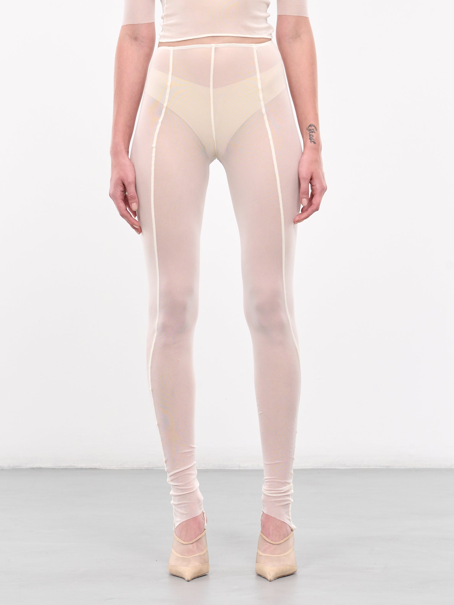 Mesh Toe Leggings (LE01PW-PEARL-WHITE)