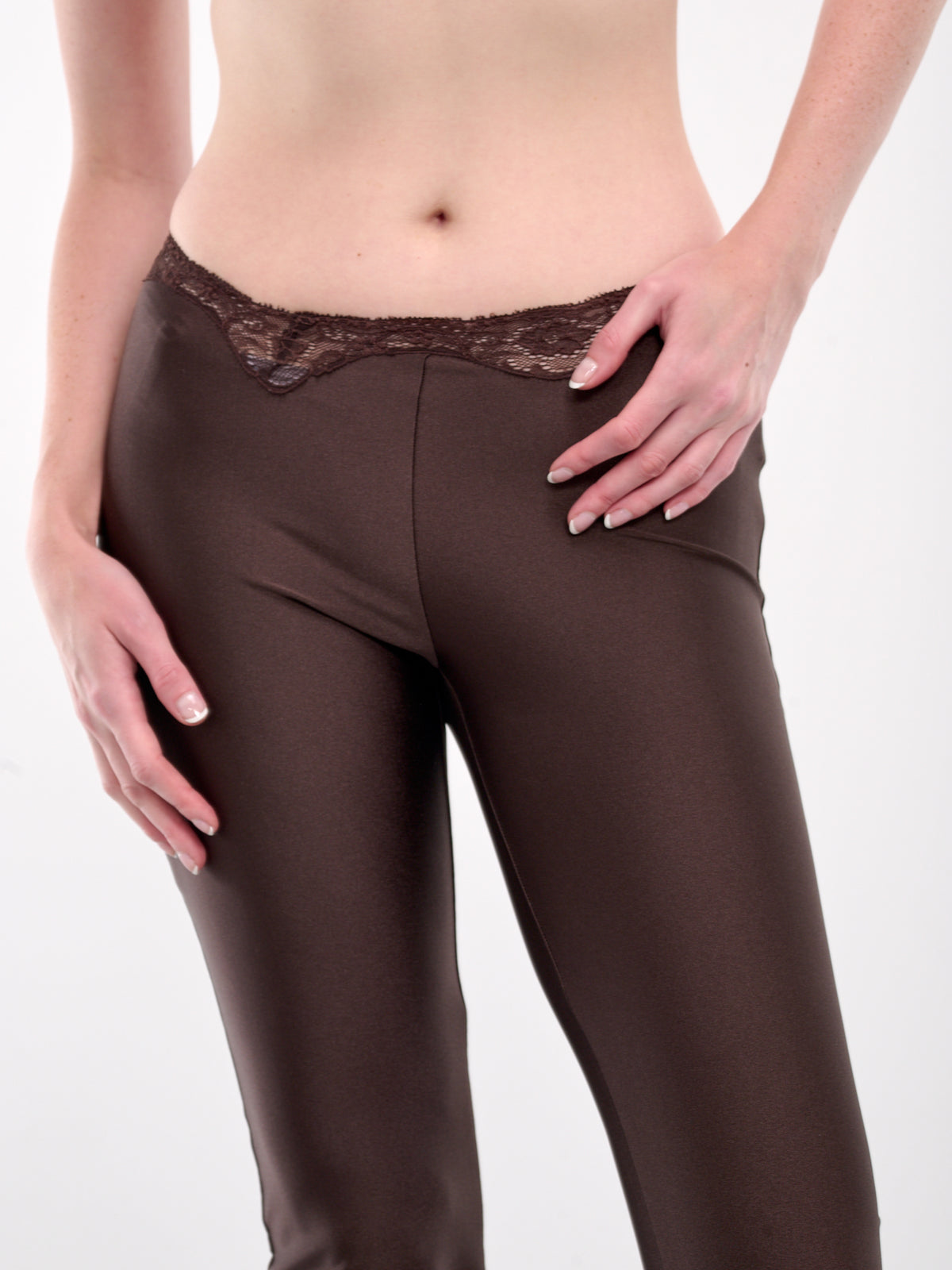 Signature Lace Trim Leggings (LG003-CHOCOLAT)