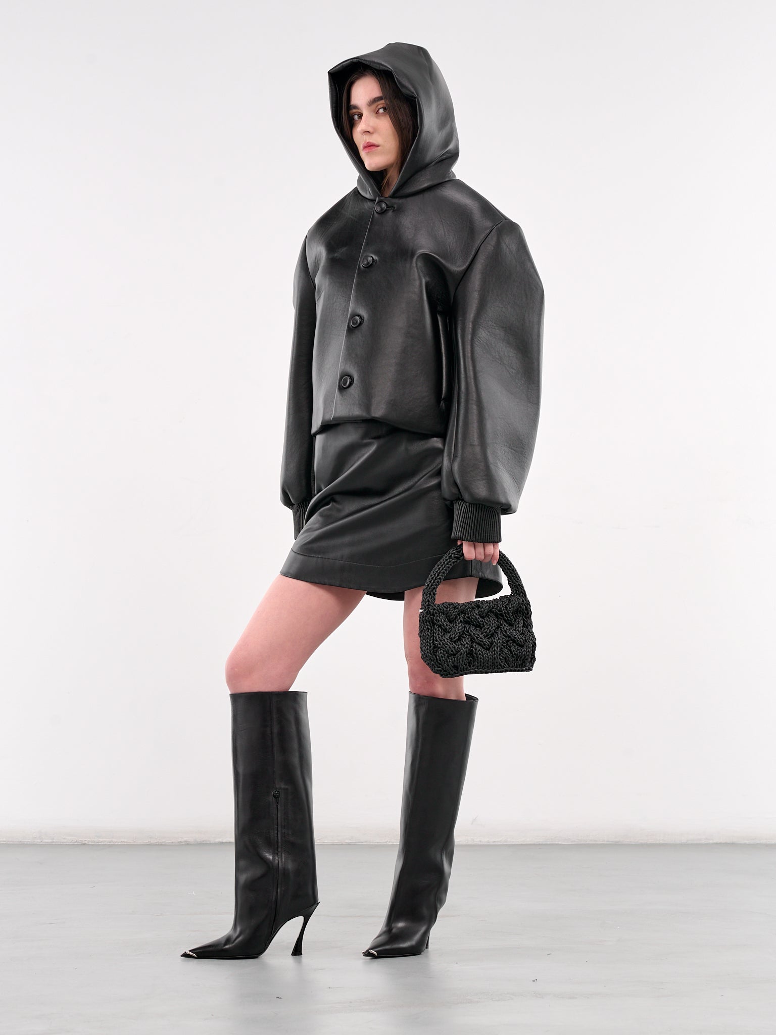 Cropped Hooded Blouson Jacket (LJ0045-LT0107-BLACK)