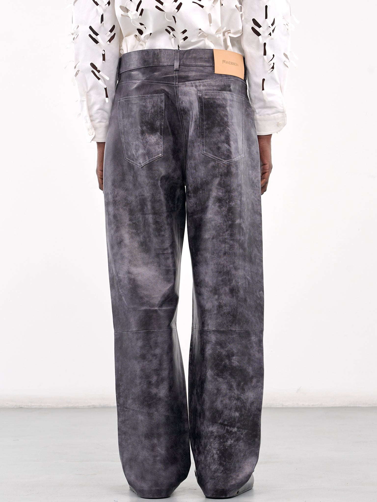 Straight Leg Lamb Leather Trousers (LO0019-PG1732-GREY)