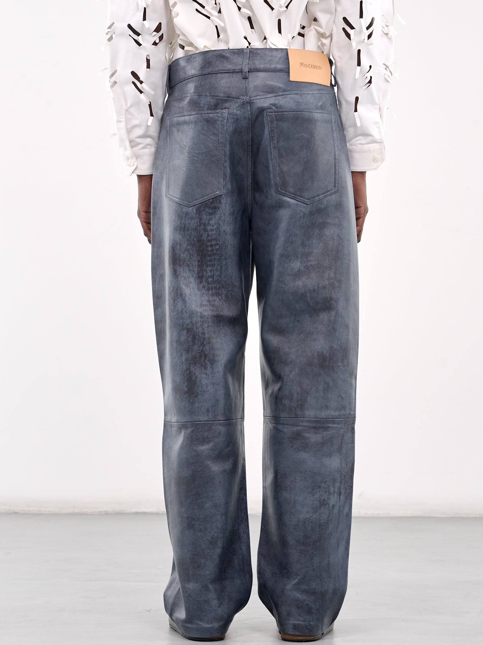 Straight Leg Lamb Leather Trousers (LO0019-PG1732-MIDBLUE)